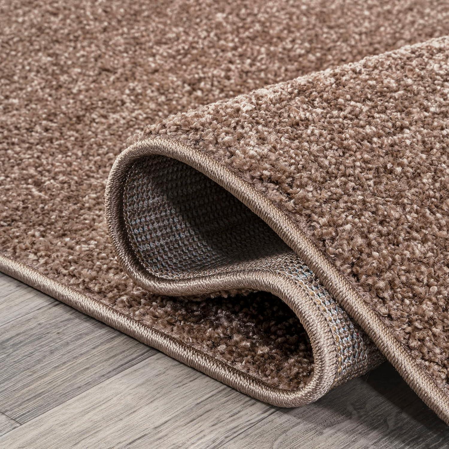 5'x8' Haze Solid Low-Pile Area Rug, Brown - JONATHAN Y