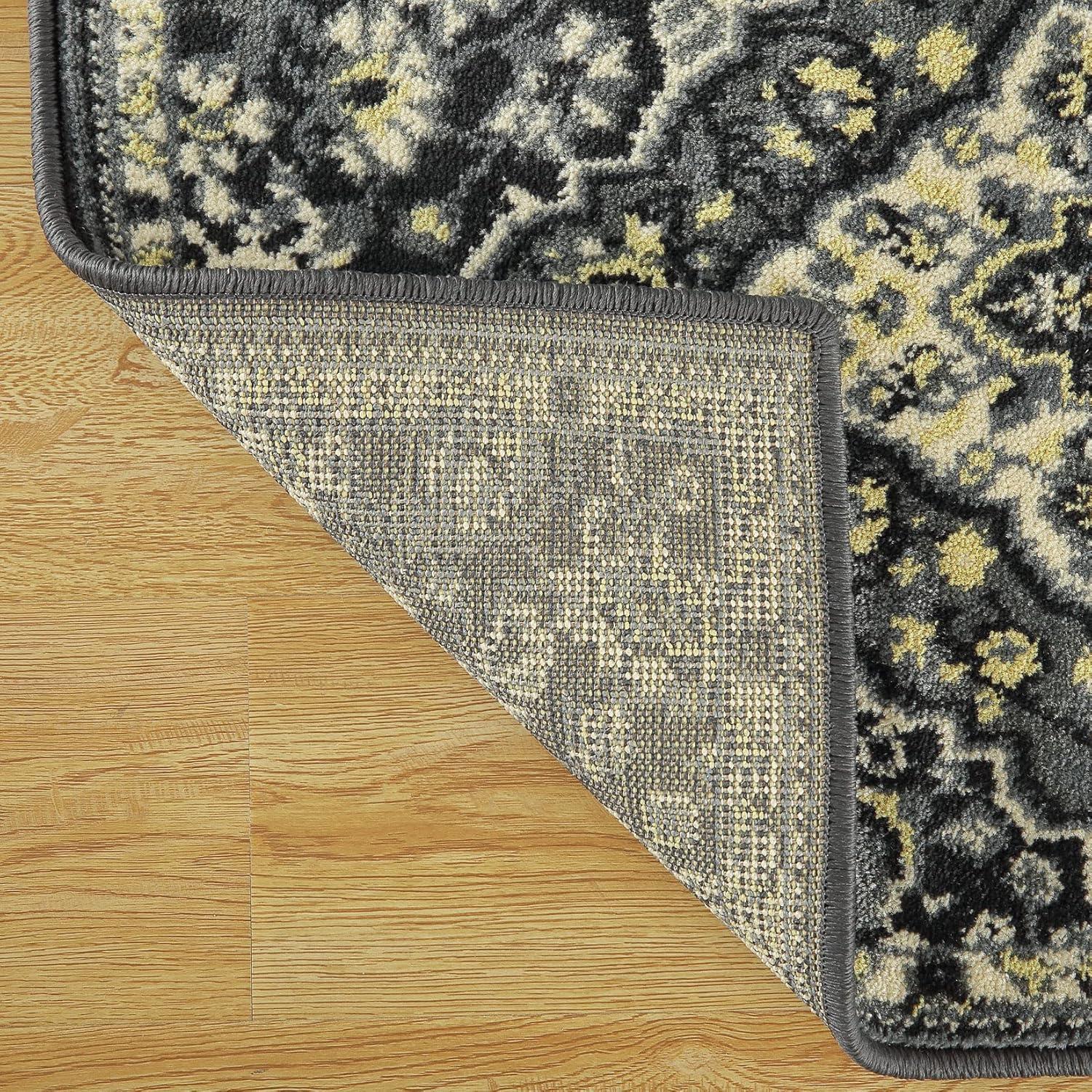 Hasoo 2' x 6' Hallway Runner Rug Traditional Persian Area Rug Non-Shedding Indoor Rug for Bedroom Entryway, Gray