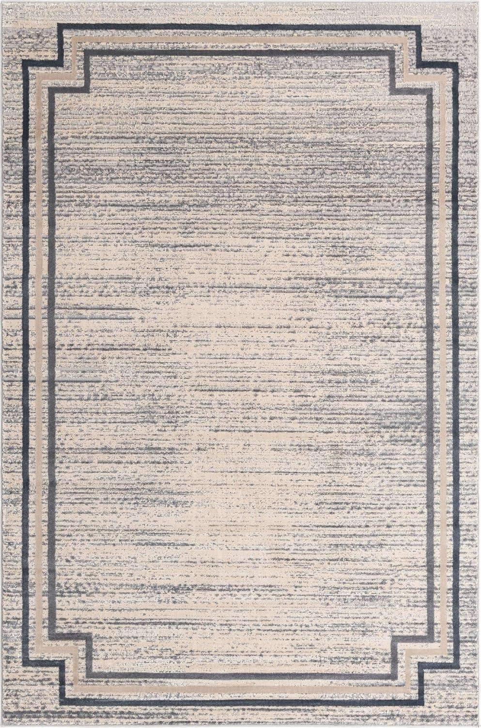 Unique Loom Oasis Collection Area Rug - Fountain (6'  x 9' Rectangle Gray/Ivory)