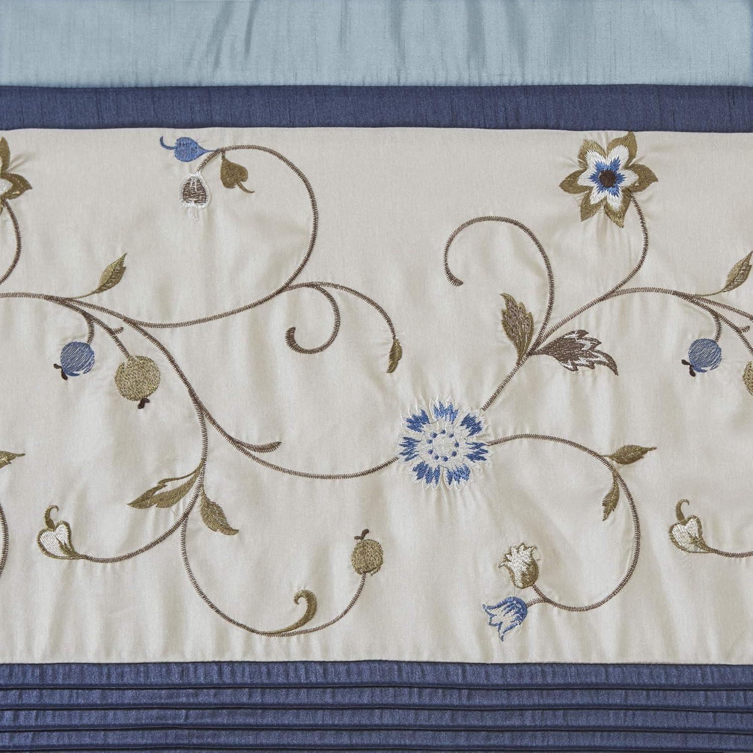 Madison Park Serene Floral Embroidered 50'' W Single Window Valance