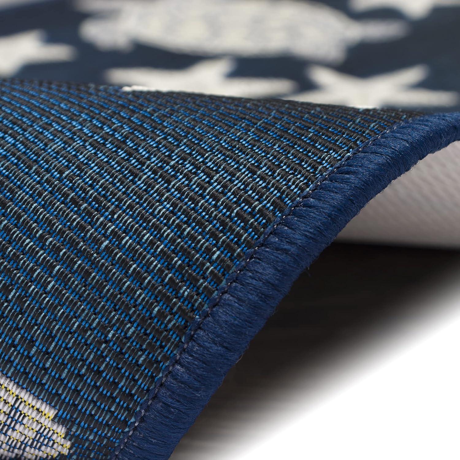 Liora Manne  Esencia Turtle And Stars Indoor/Outdoor Mat 2' x 2'10" - Navy