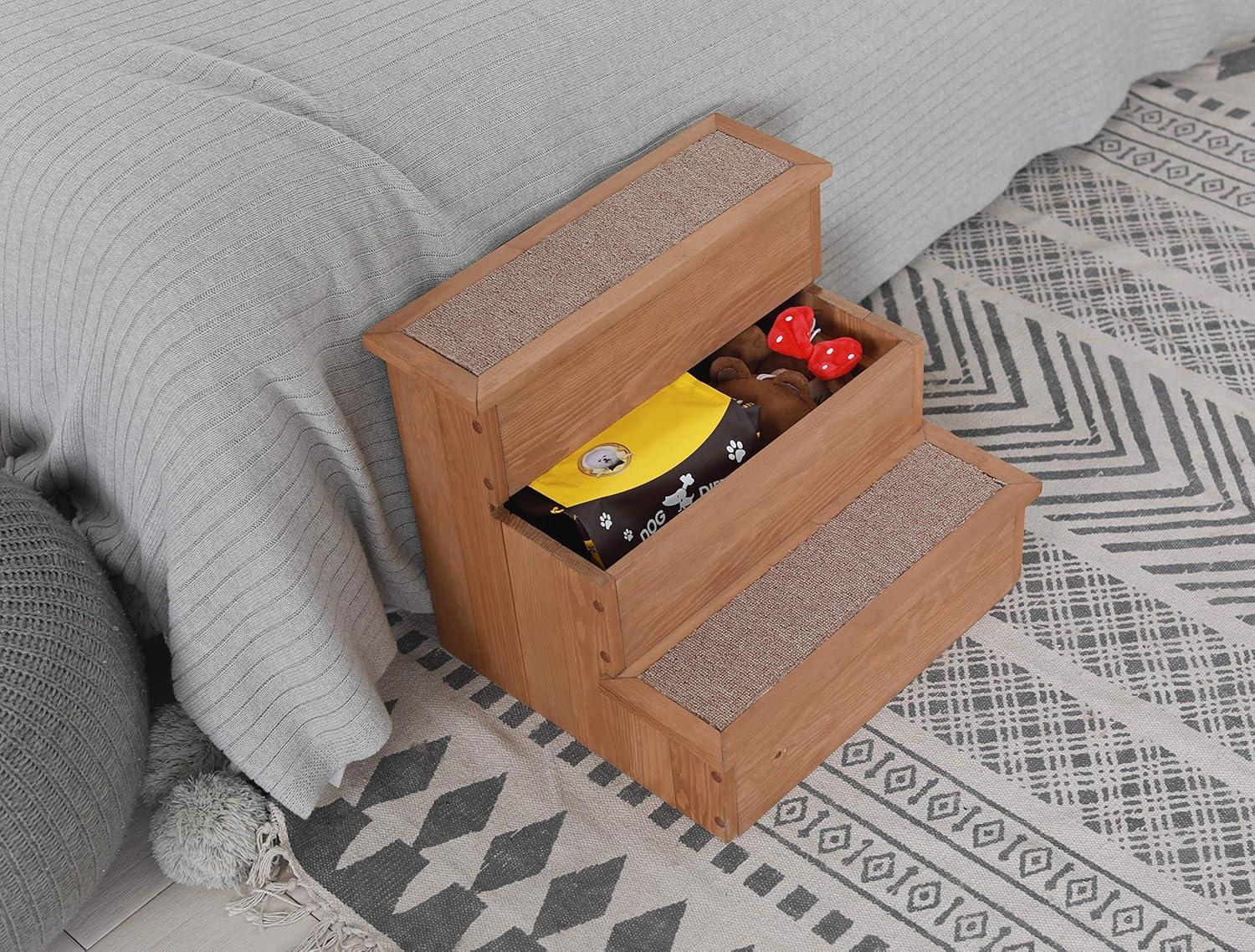 Canadian Hemlock Wooden Pet Stairs with Storage