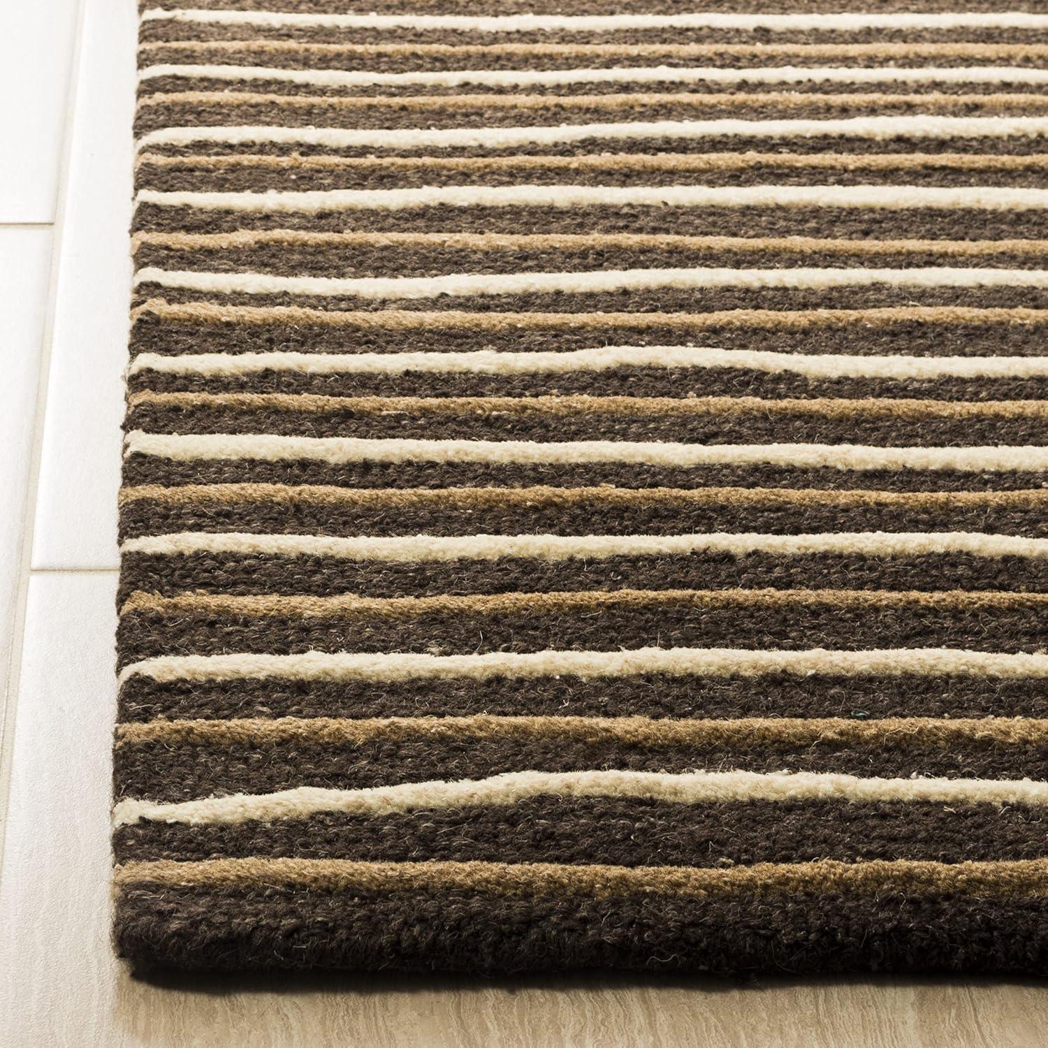 Martha Stewart Hand Drawn Stripe - MSR3619 - Indoor Hand Tufted Accent Rugs - Tilled Soil Brn - 2'6"x4'3"