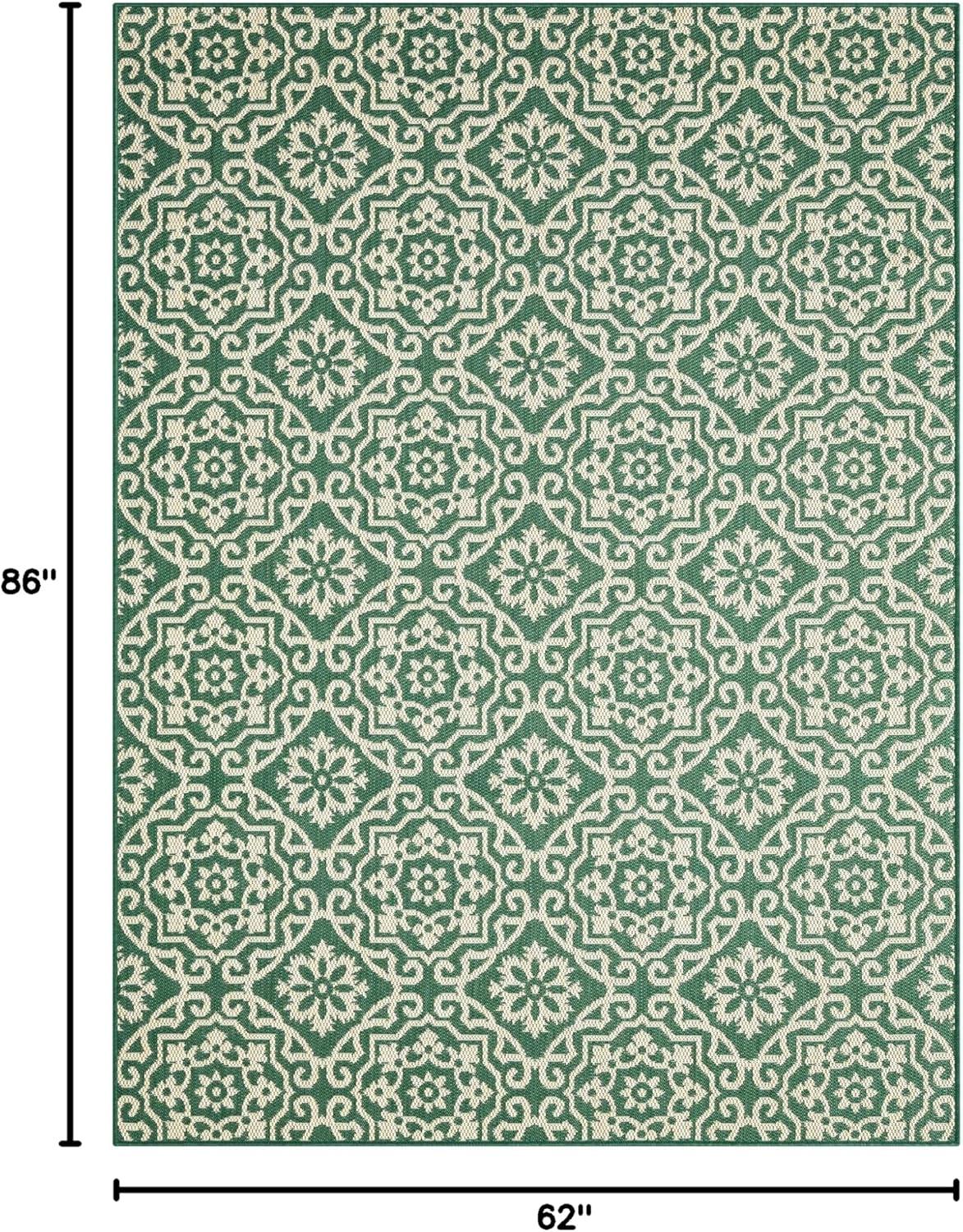 NICOLE MILLER NEW YORK Patio Country Danica Geometric Indoor/Outdoor Area Rug, Green/Beige