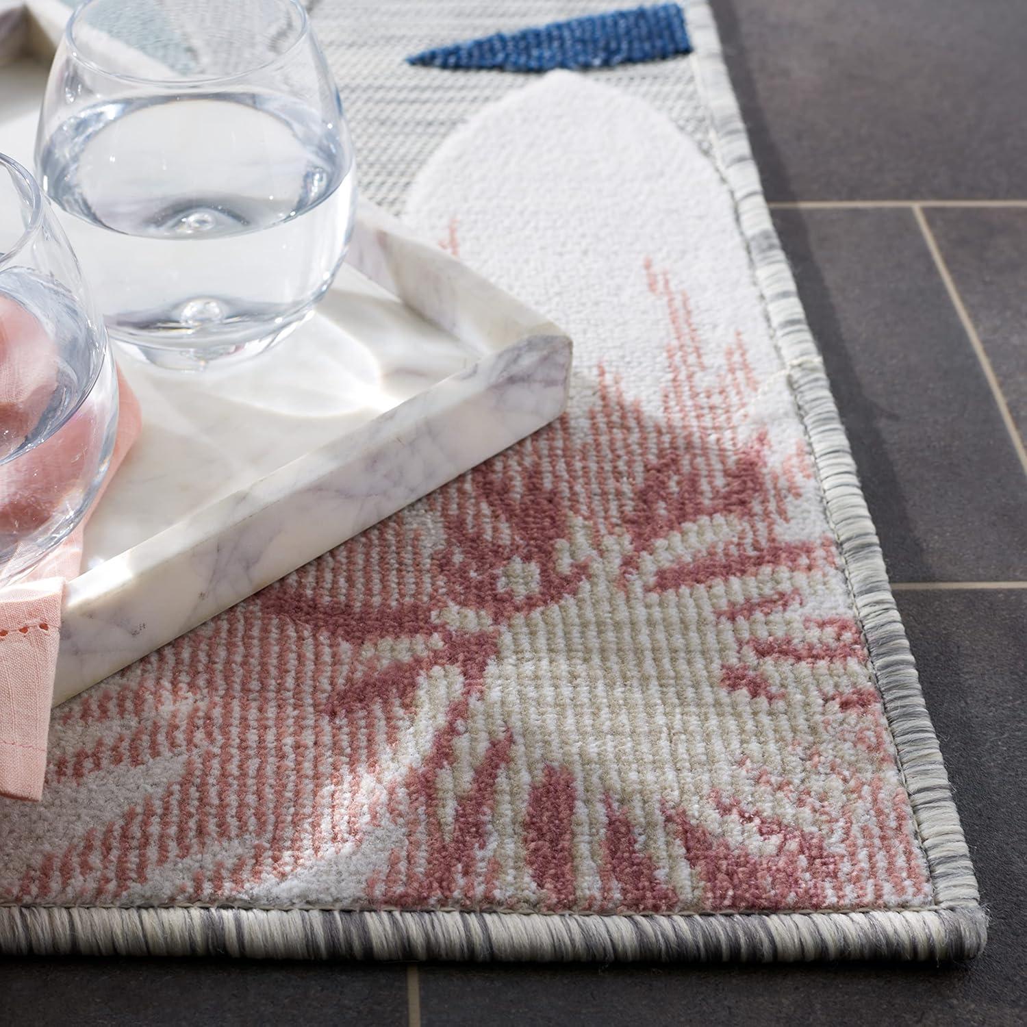 Cabana CBN454 Power Loomed UV Resistant Indoor/Outdoor Area Rug - Grey/Rust - 5'1"x7'6" - Safavieh