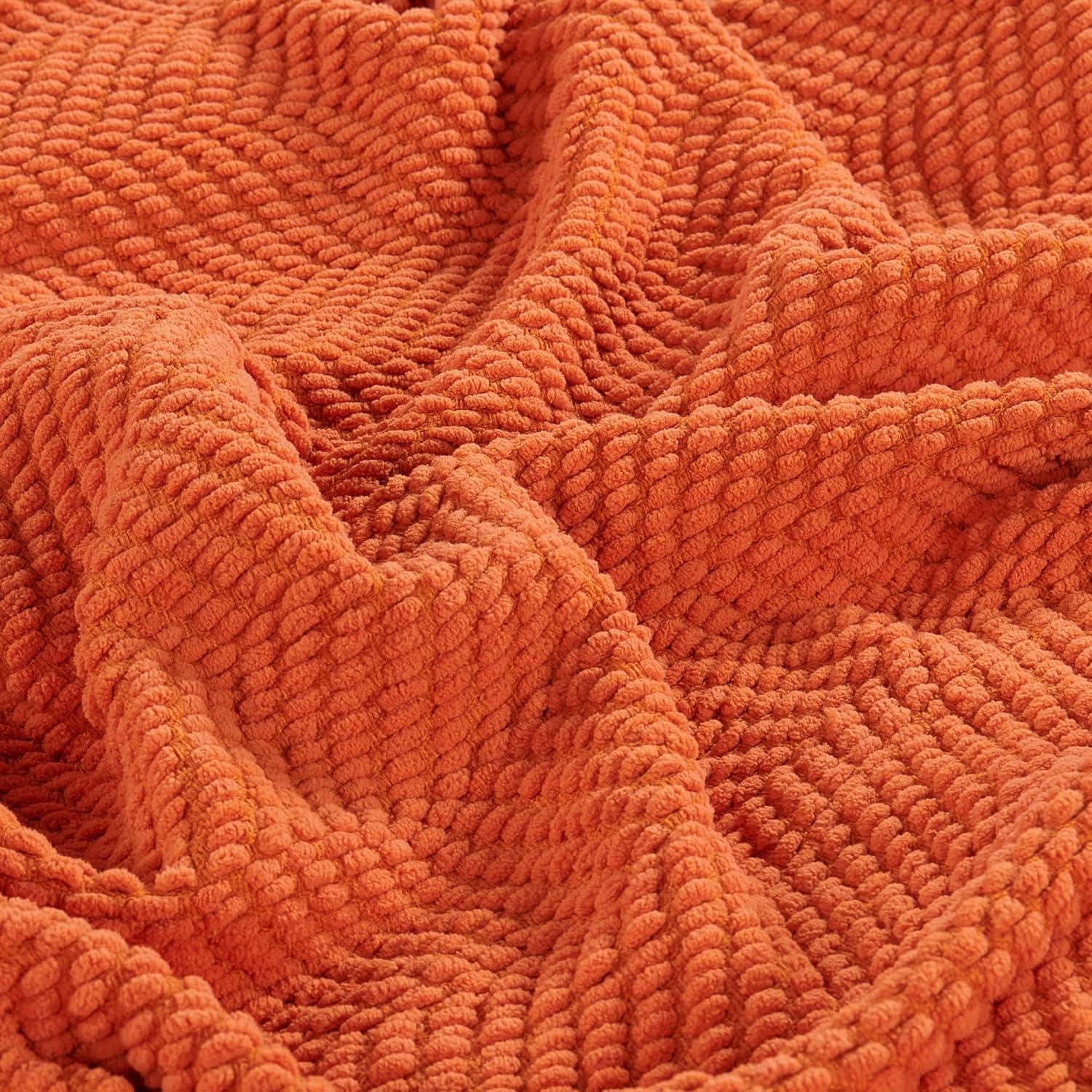 Home Soft Things Reversible Tweed Throw Blanket, Super Soft & Cozy - Burnt Orange, 50x60"