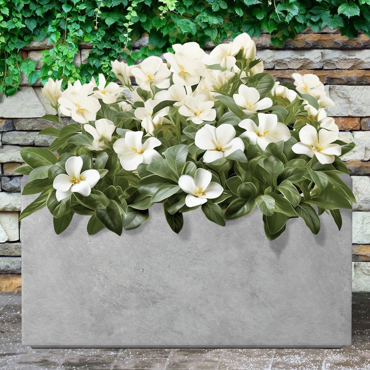 Rosemead Home & Garden, Inc.12" x 23" Rectangular Kante Lightweight Modern Outdoor Planter Natural Concrete