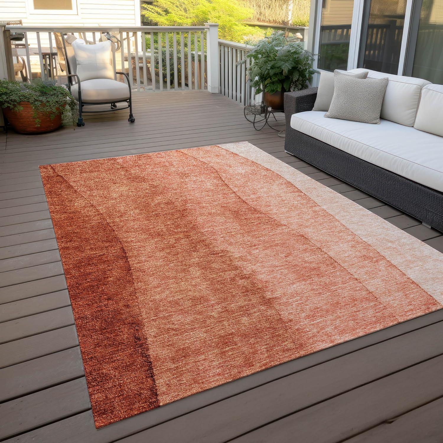 Paprika Gradient Flat Woven Synthetic Indoor/Outdoor Rug 5' x 7'