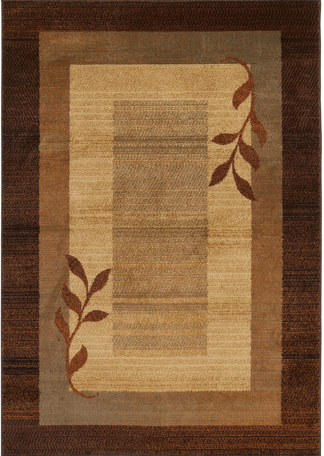 Cloverleaf Elegance Runner Rug in Brown & Blue, 22"x84", Synthetic Weave