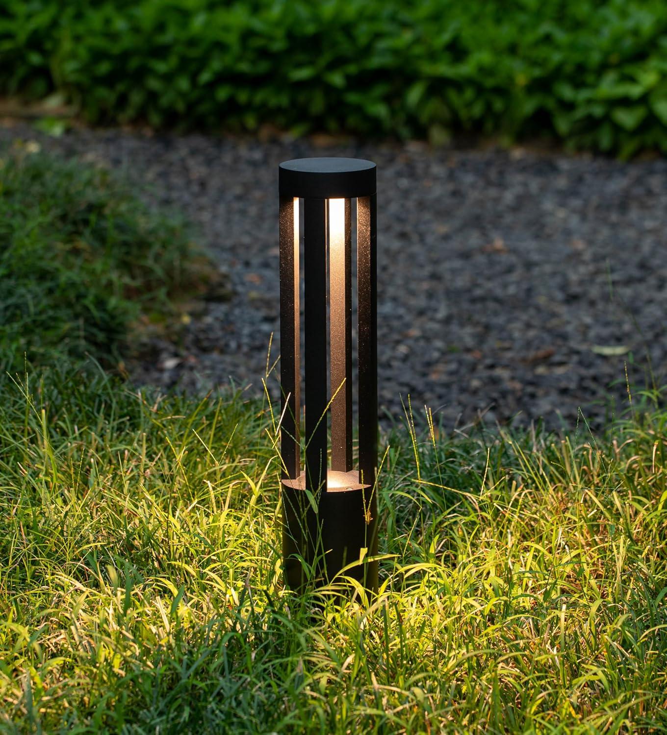 Gardenised Black Integrated LED Metal Bollard Light