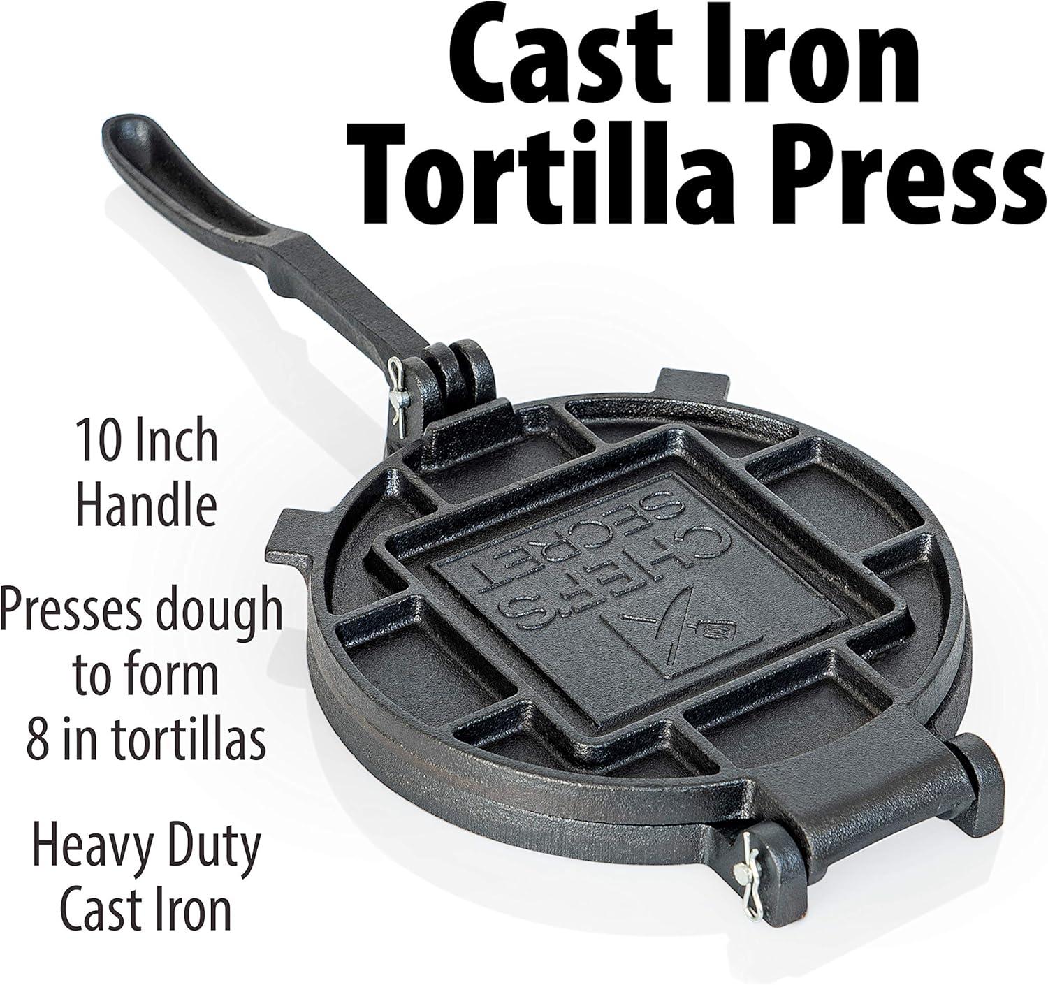 Chef's Secret 8 Inch Cast Iron Tortilla Press