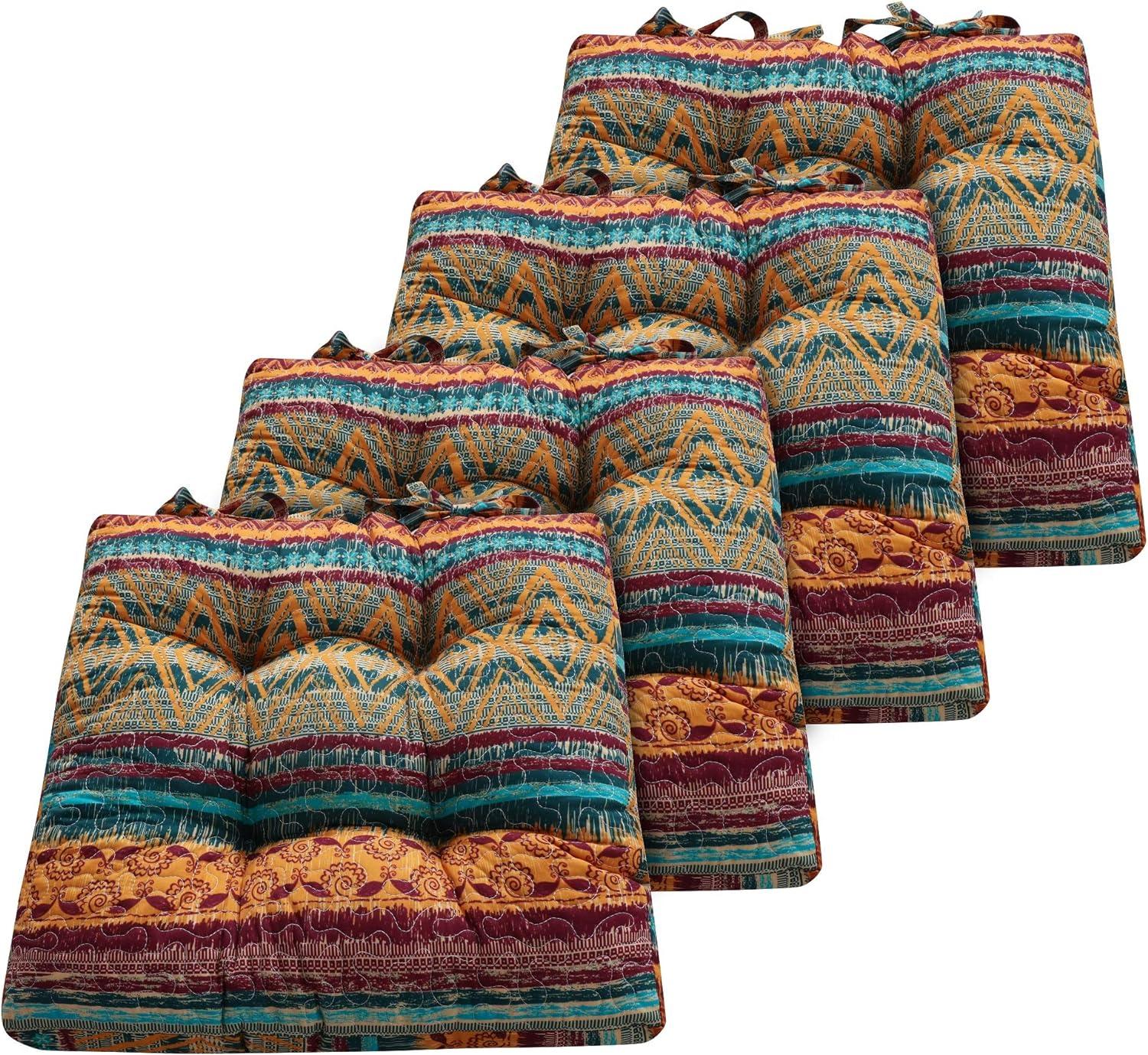 Greenland Home Barefoot Bungalow Triple-Layered Chair Pad - Seat Cushion - Southwest - Set of 4