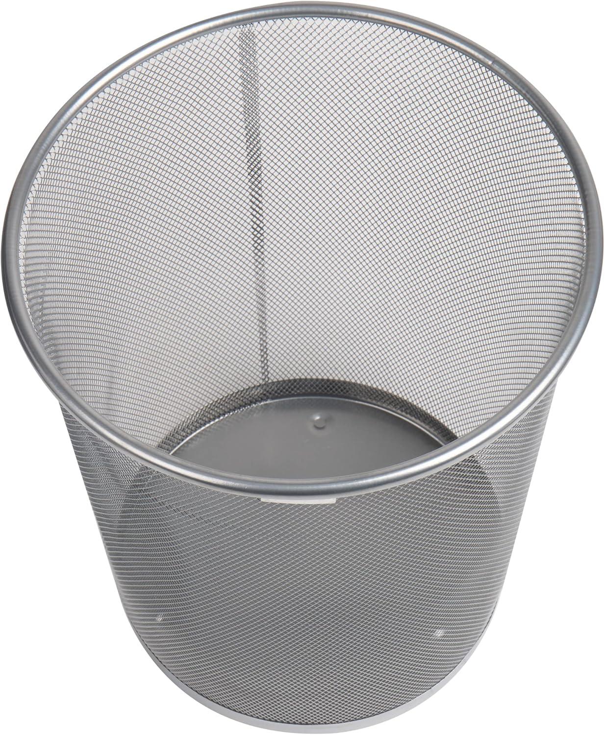 Mesh Trash Can, 16.65L (4.4 gal), Waste Paper Basket, Round, Metal, 11.5"L x 11.5"W x 13.75"H