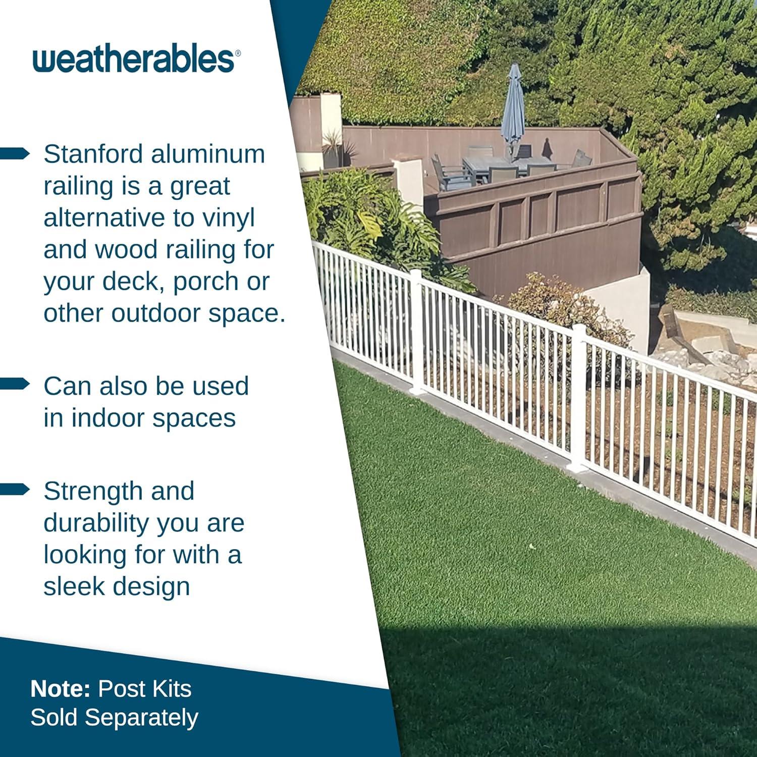 Weatherables Stanford Railing Kit – Aluminum Indoor & Outdoor Railing Kit for Decks, Porches & Balconies, Made with Durable & Low-Maintenance White Textured Powder-Coat Finish (36 in. H x 8 ft. W)