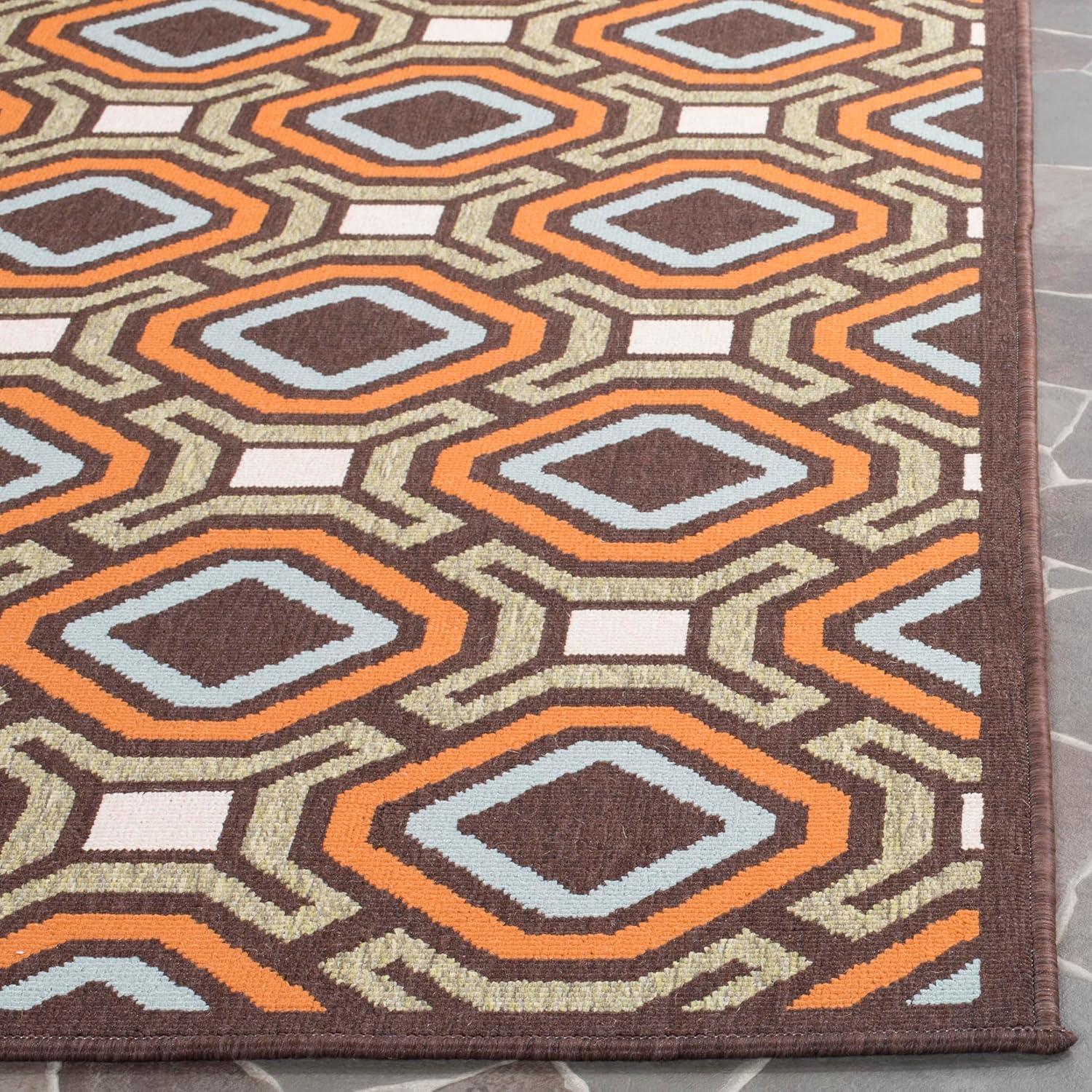 Veranda VER089 Power Loomed Indoor and Outdoor Area Rug - Chocolate/Terracotta - 5'3"x7'7" - Safavieh.
