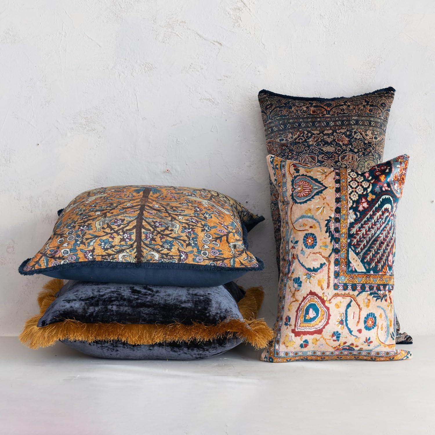 Creative Co-Op Silk Fringed Pillow