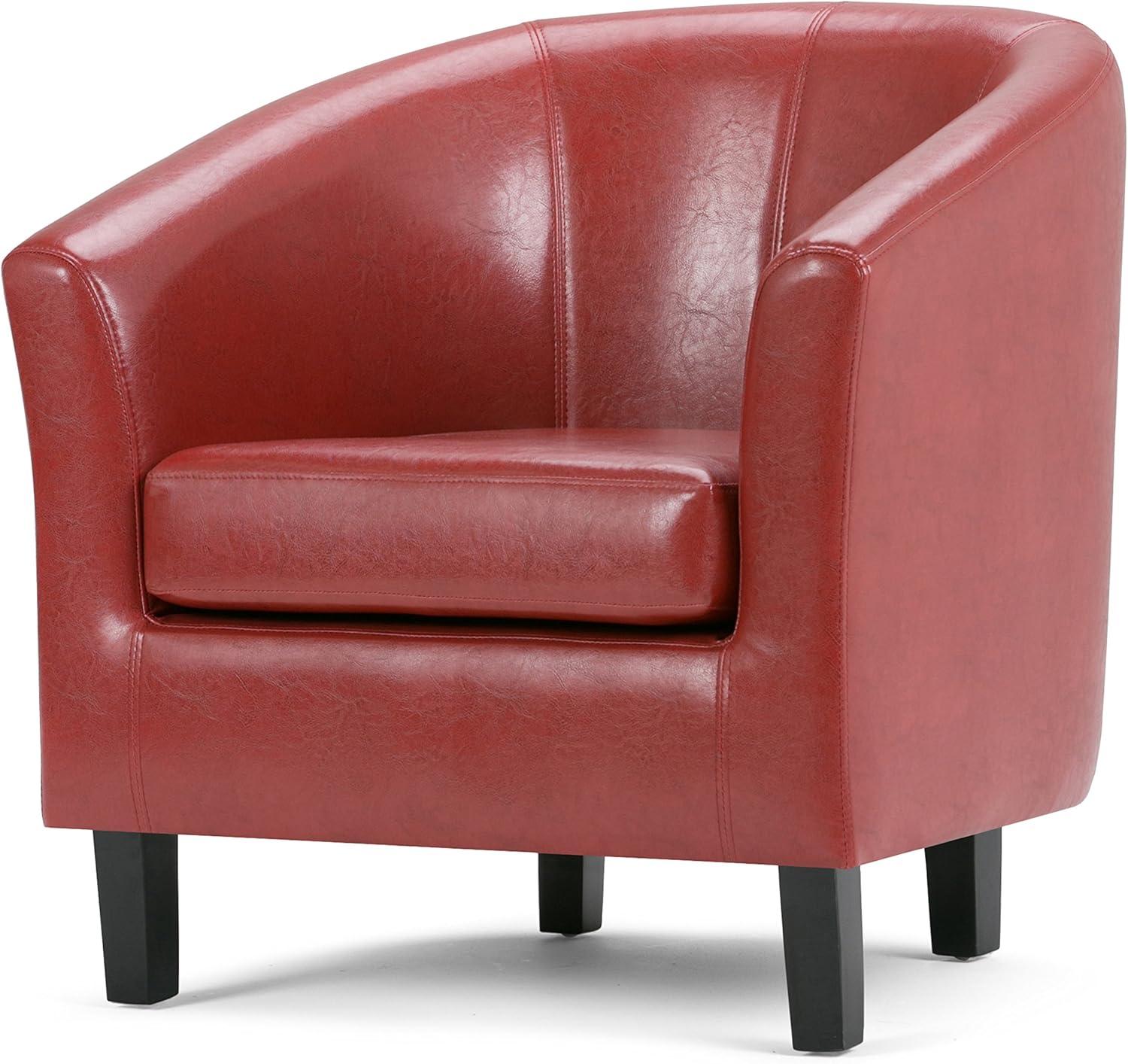 Simpli Home Austin 30"W Upholstered Vegan Faux Leather Contemporary Tub Accent Chair with High Arms and Deep Seat
