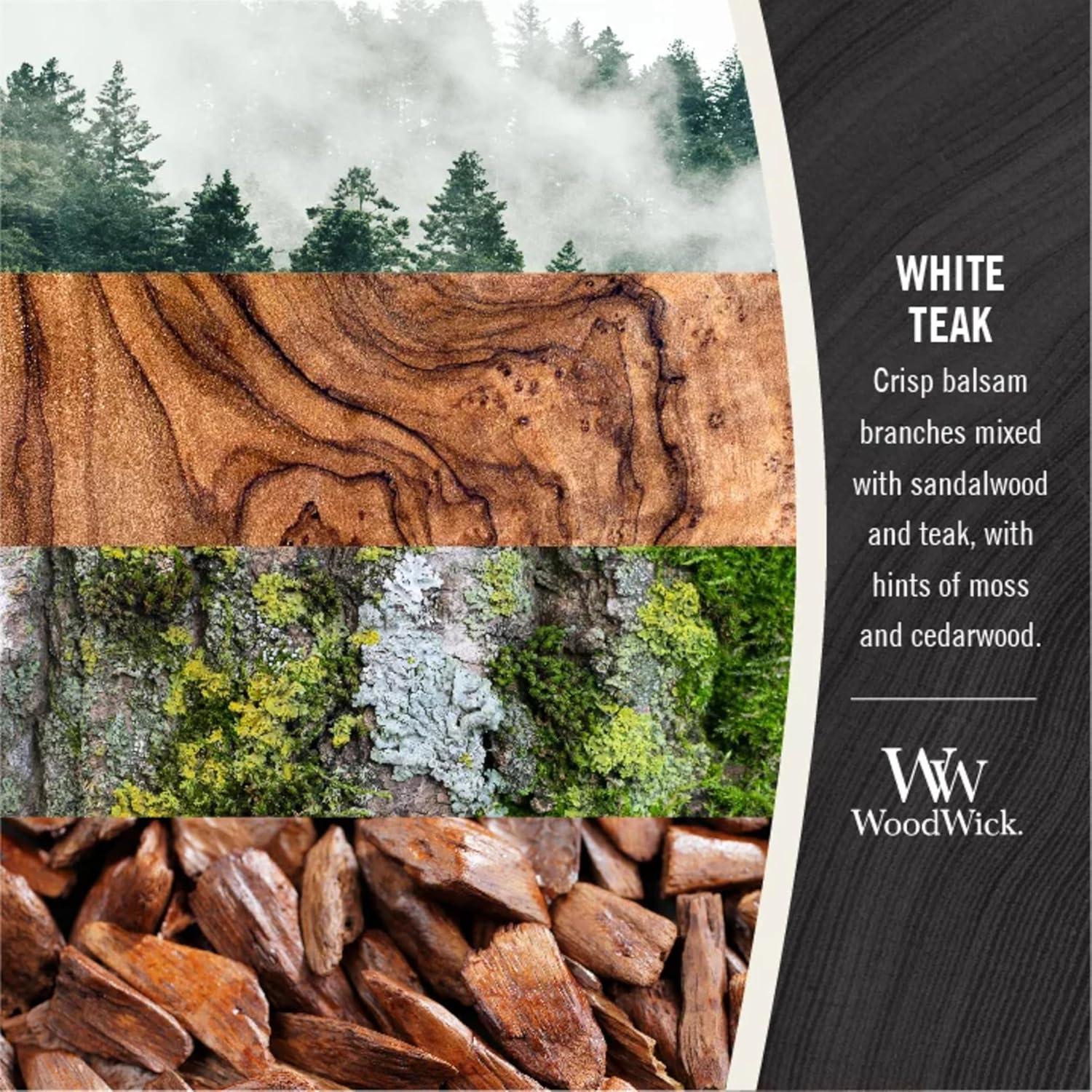 WoodWick Medium Hourglass Scented Candle, White Teak, 9.7 oz