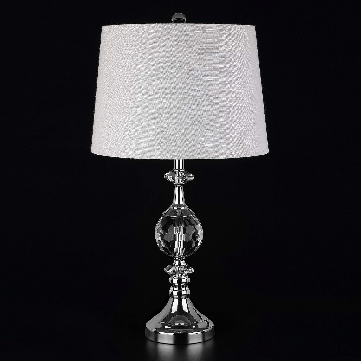 Channing 25.5" Crystal and Chrome LED Table Lamp with Linen Shade