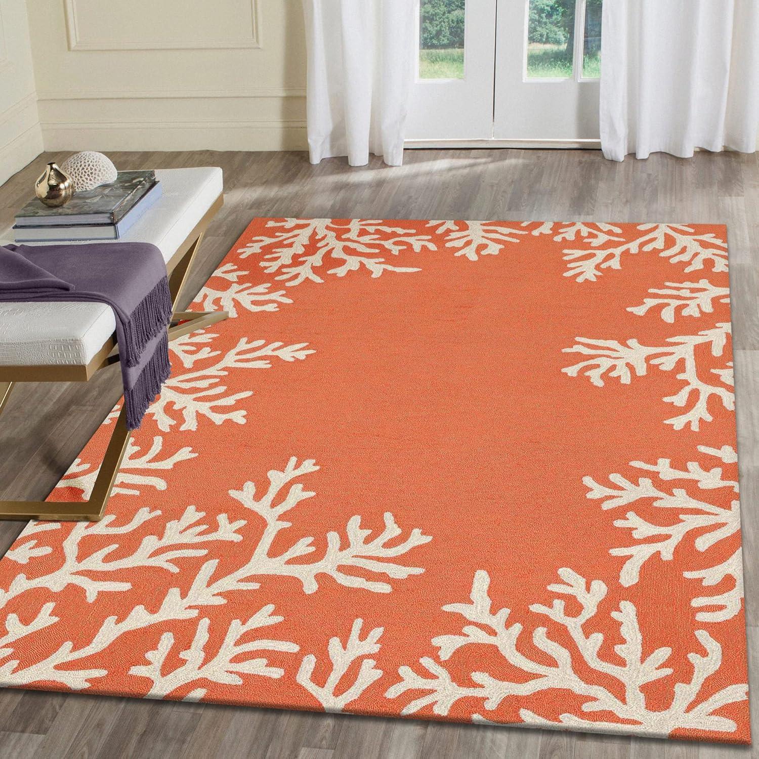 Liora Manne Capri Coral Border Indoor/Outdoor Rug Coral 5' x 7'6"