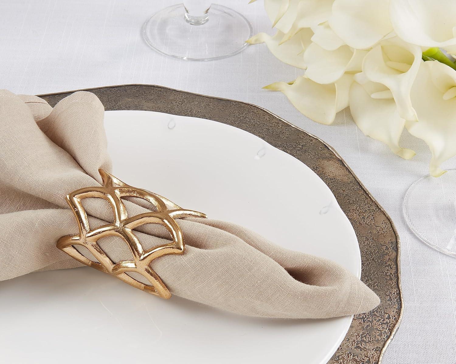 Gold Scallop Coral Aluminum Napkin Rings Set of 4