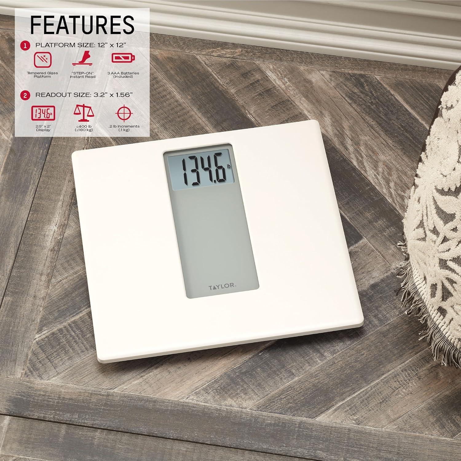 Taylor Digital 400 lb Capacity White/Gray Bathroom Scale