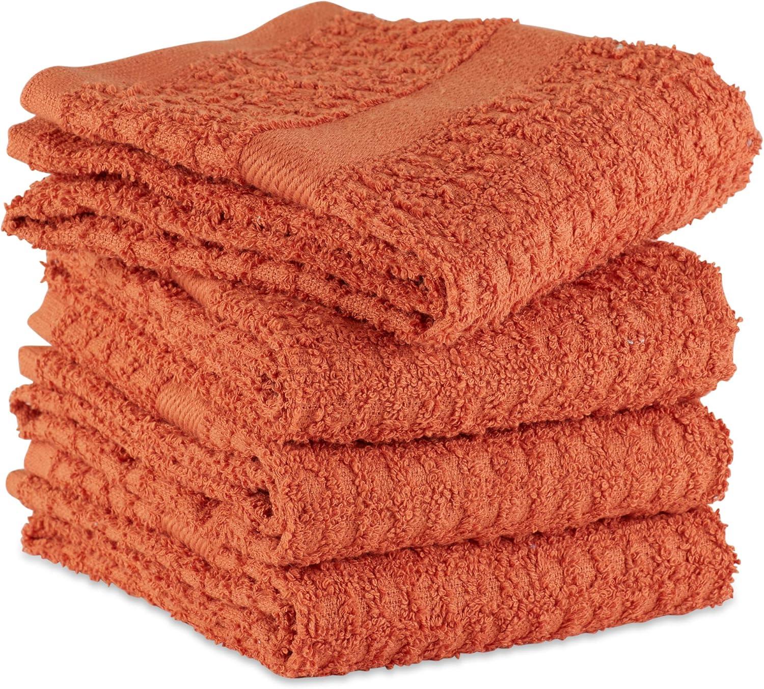 DII Modern Cotton Solid Waffle Terry Dishtowels in Spice Orange (Set of 4)