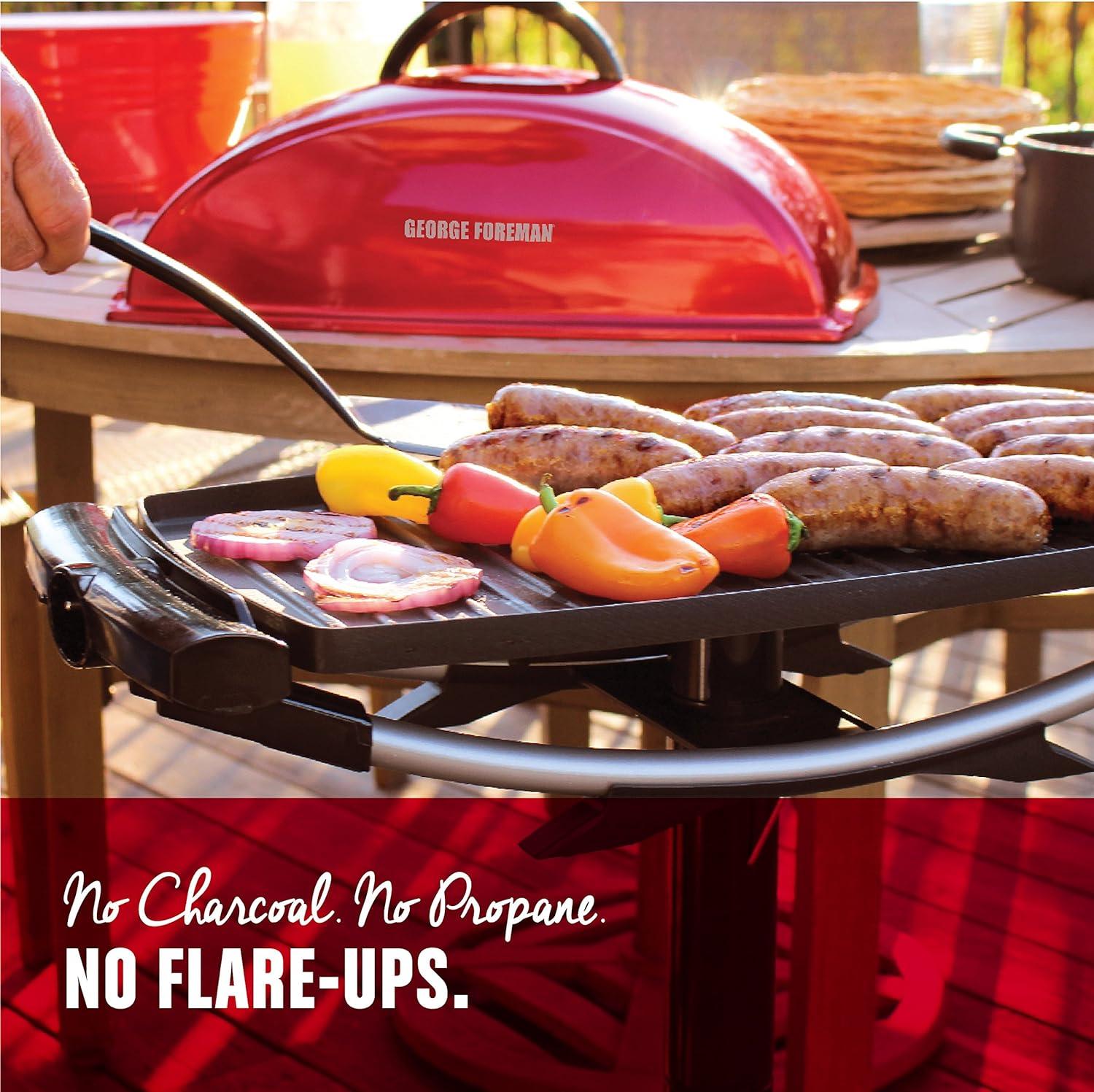 Red Electric Indoor Outdoor Grill with Non-Stick Surface