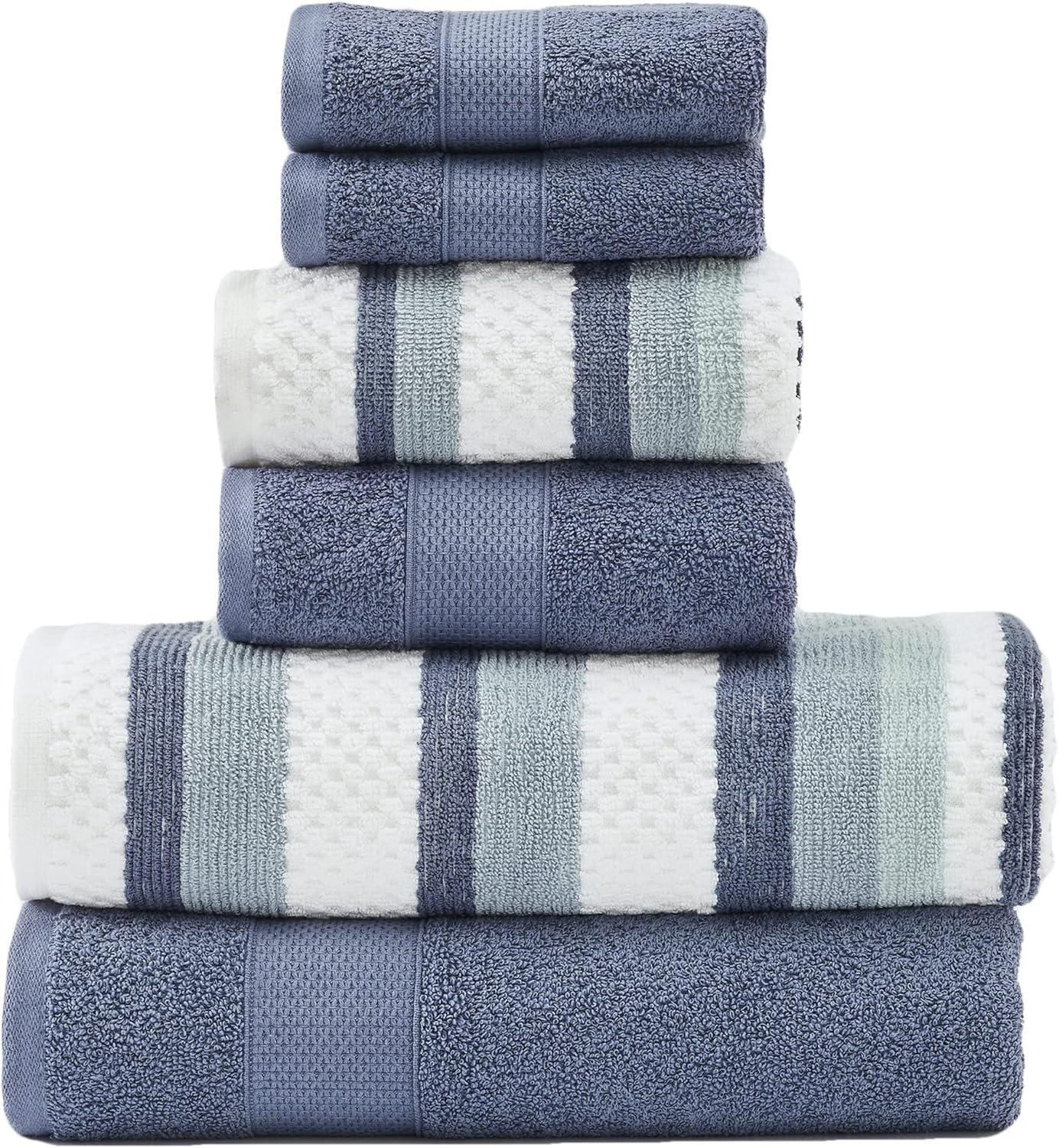 Modern Threads Pax 6 Piece Jacquard 100% Cotton Bath Towel Set.