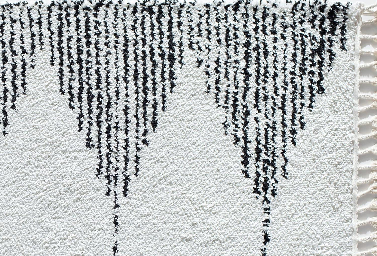 Qi Mason Shag Tribal Heath White Area Rug