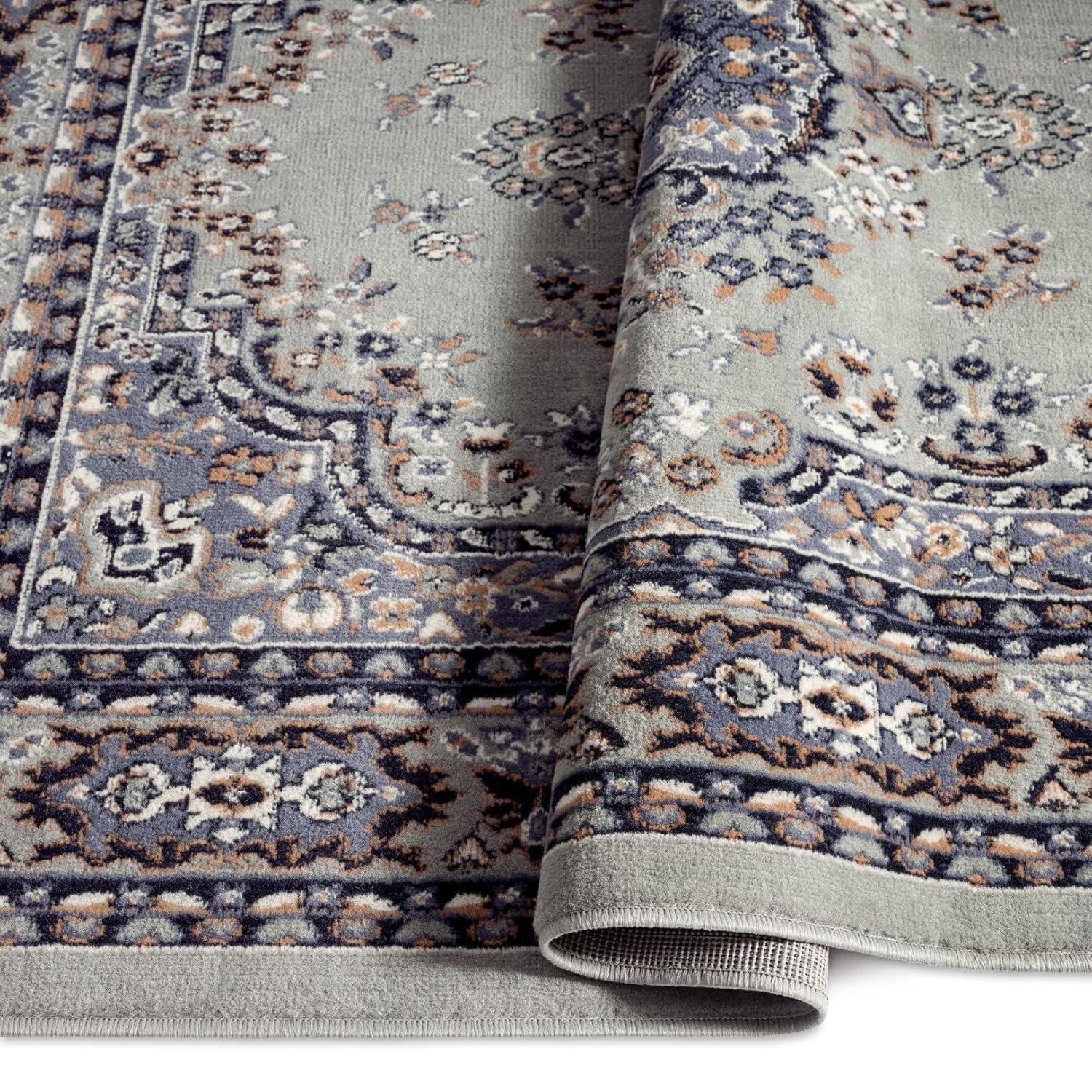 Home Dynamix Ariana Ksara Traditional Medallion Border Area Rug, Grey/Blue, 3-Piece Set