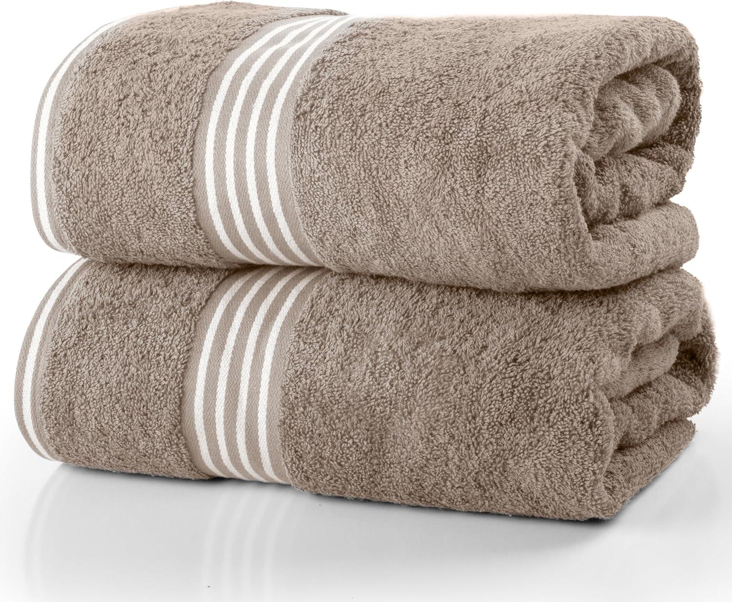 Lavish Home 35x70 Luxury Cotton Bath Towels, Beige