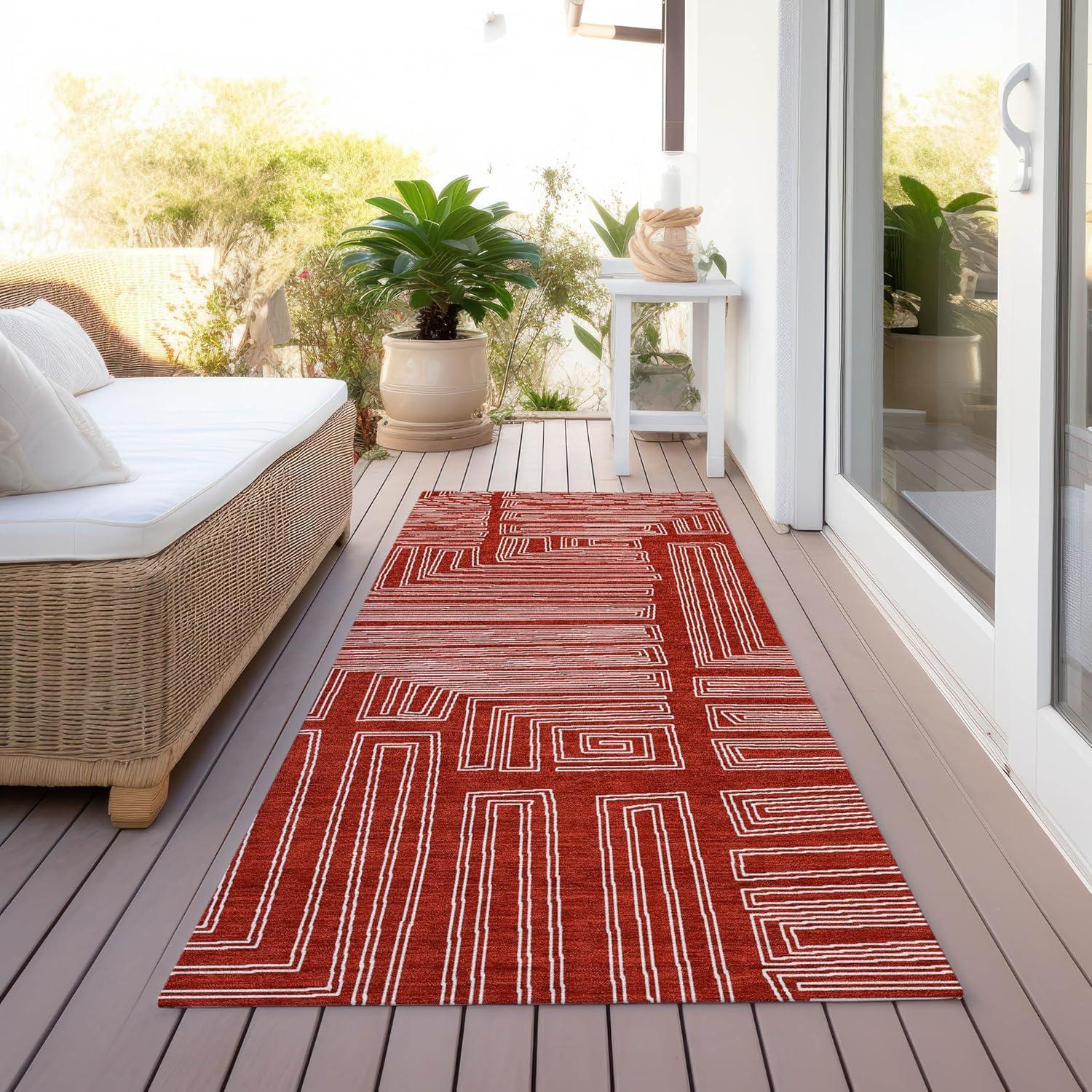 Machine Washable Indoor/Outdoor Chayden ACN1045 Red Rug