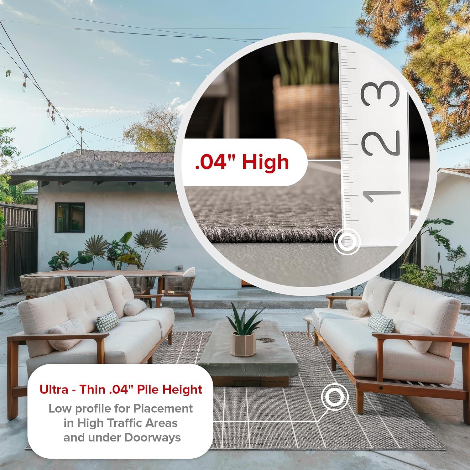 Nuloom Alaina Striped 4x6 Indoor/Outdoor Area Rug for Living Room Patio Deck Front Porch Kitchen, Dark Grey/Ivory