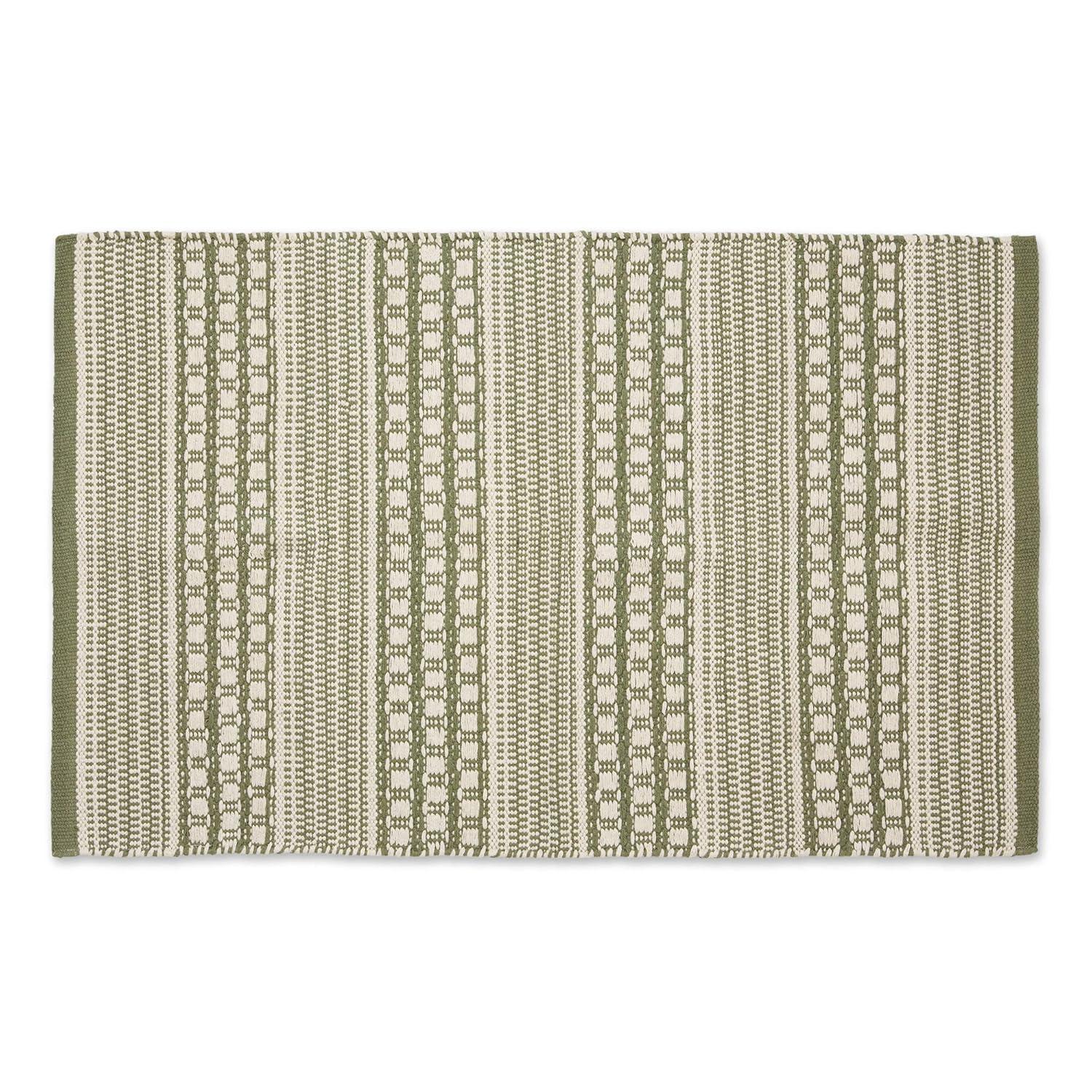 Artichoke Green Dobby Stripe Hand-Loomed Rug 2x3 Ft
