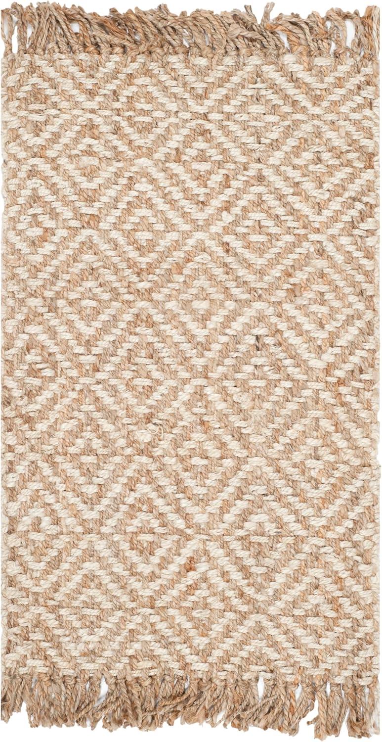 Ivory and Natural Braided Jute Area Rug 2'6" x 4'