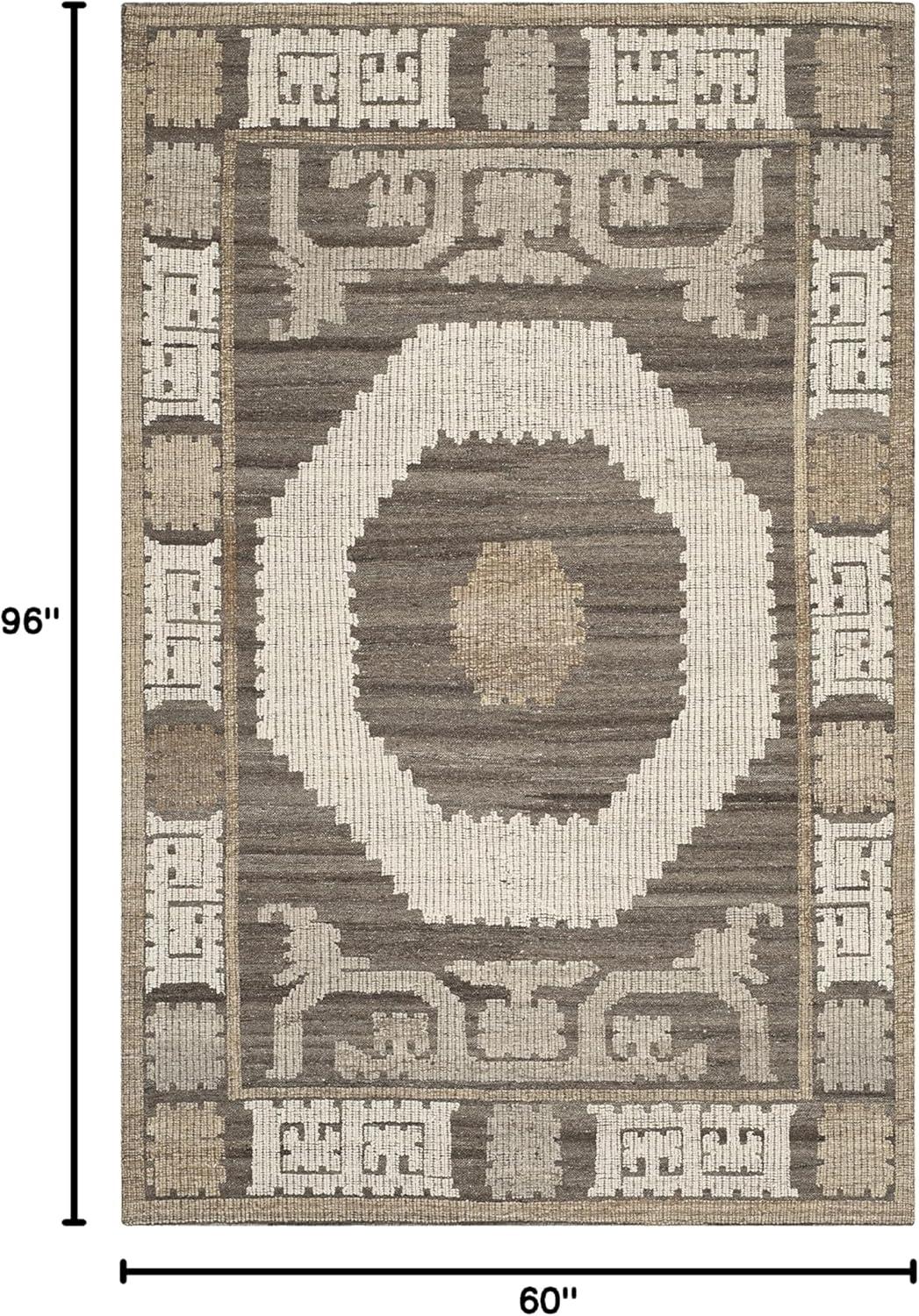 Kenya KNY313 Hand Knotted Area Rug - Ivory/Brown - 5'x8' - Safavieh.