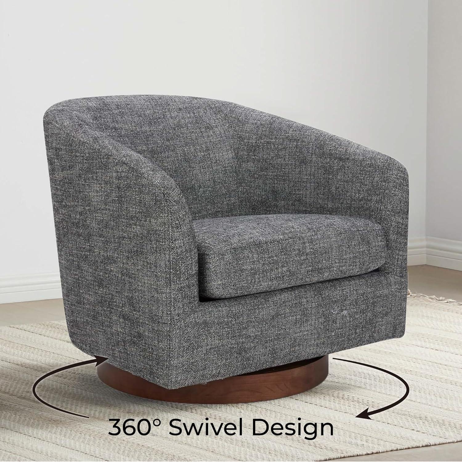 Nereus Dark Gray Fabric Swivel Accent Arm Chair with Wood Base