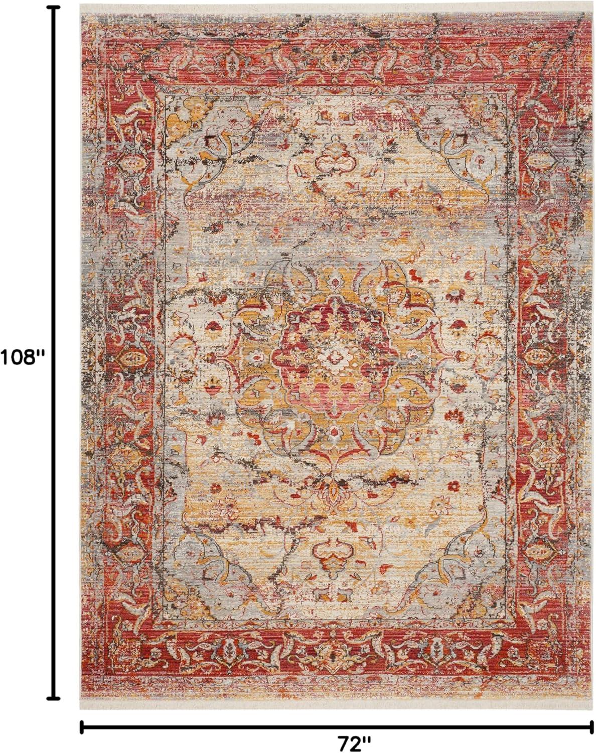 SAFAVIEH Vintage Persian Trina Traditional Polyester Area Rug, Saffron/Cream, 6' x 9'