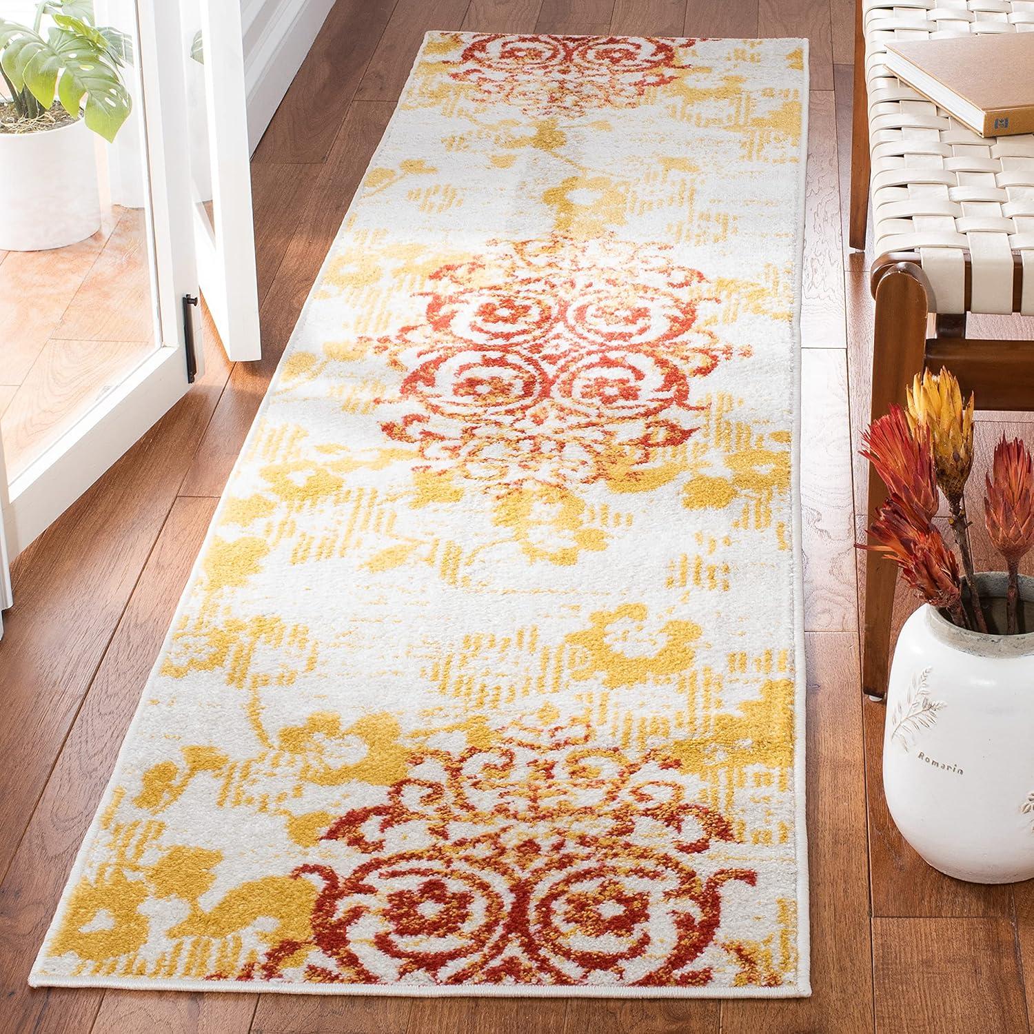 Adirondack ADR114 Machine Made Indoor Runner - Grey/Gold - 2'-2"x9' - Safavieh