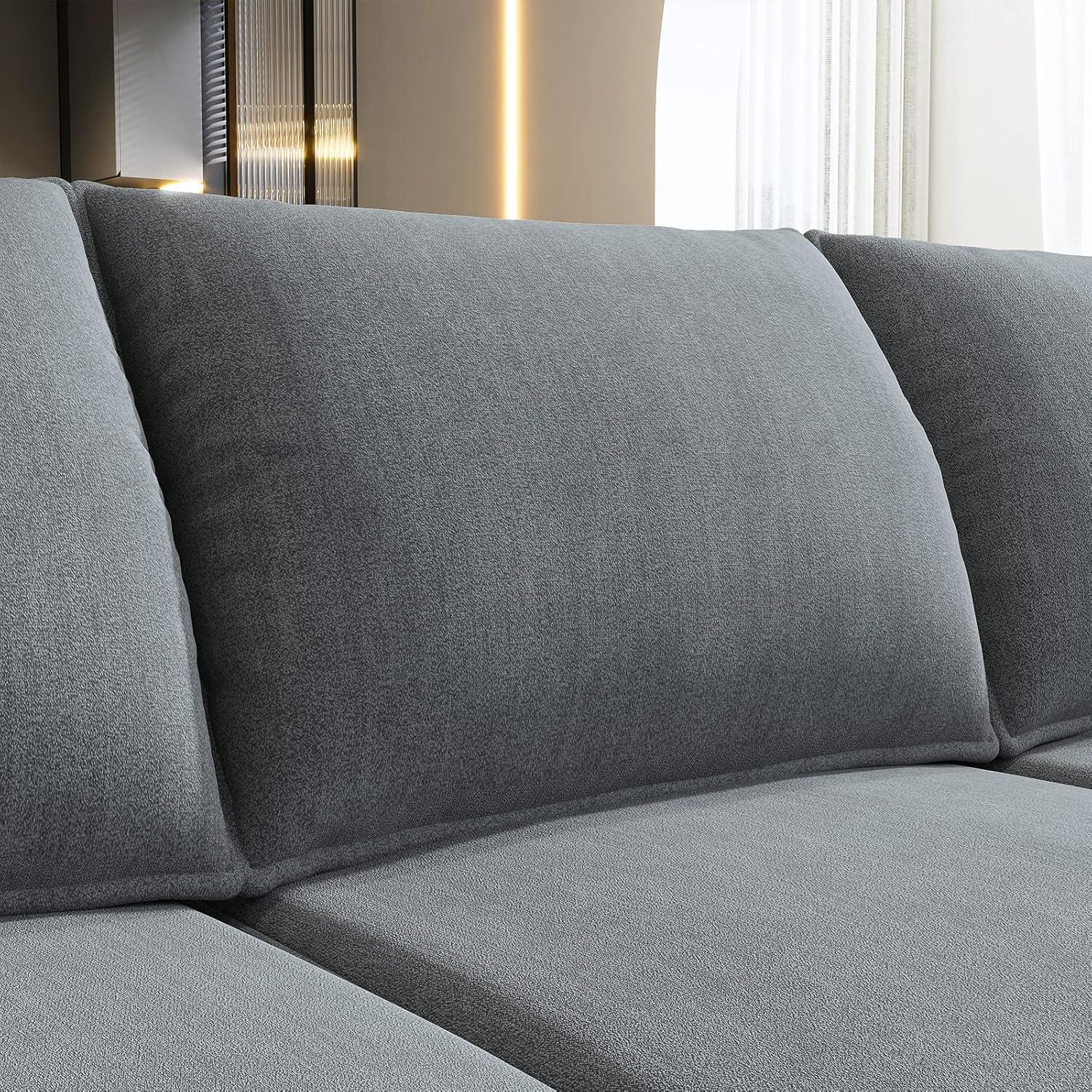 HONBAY Modular Sectional Sofa with Reversible Chaises Sofa with Ottomans U Shaped Sectional Couch for Living Room, Bluish Grey