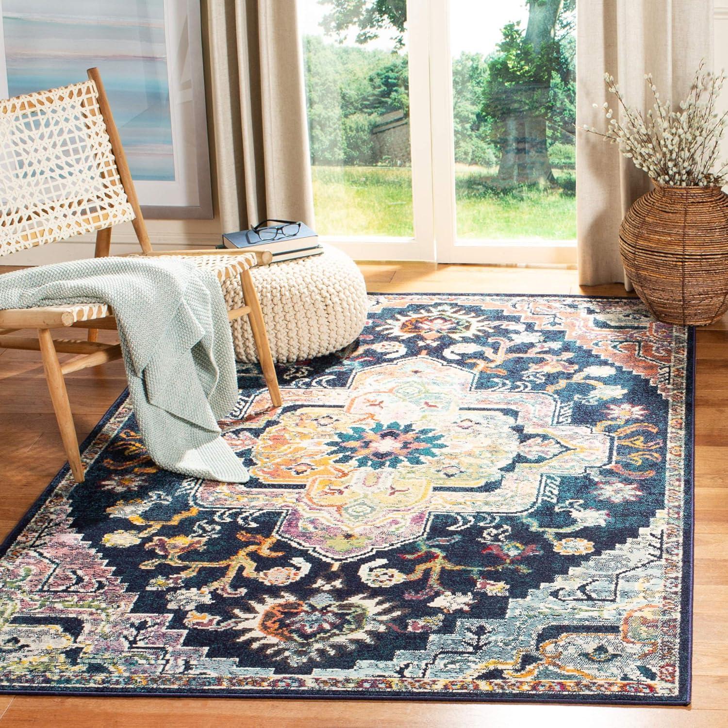 Crystal CRS501 Loomed Indoor Area Rug - Navy/Fuchsia - 4'x4' - Safavieh