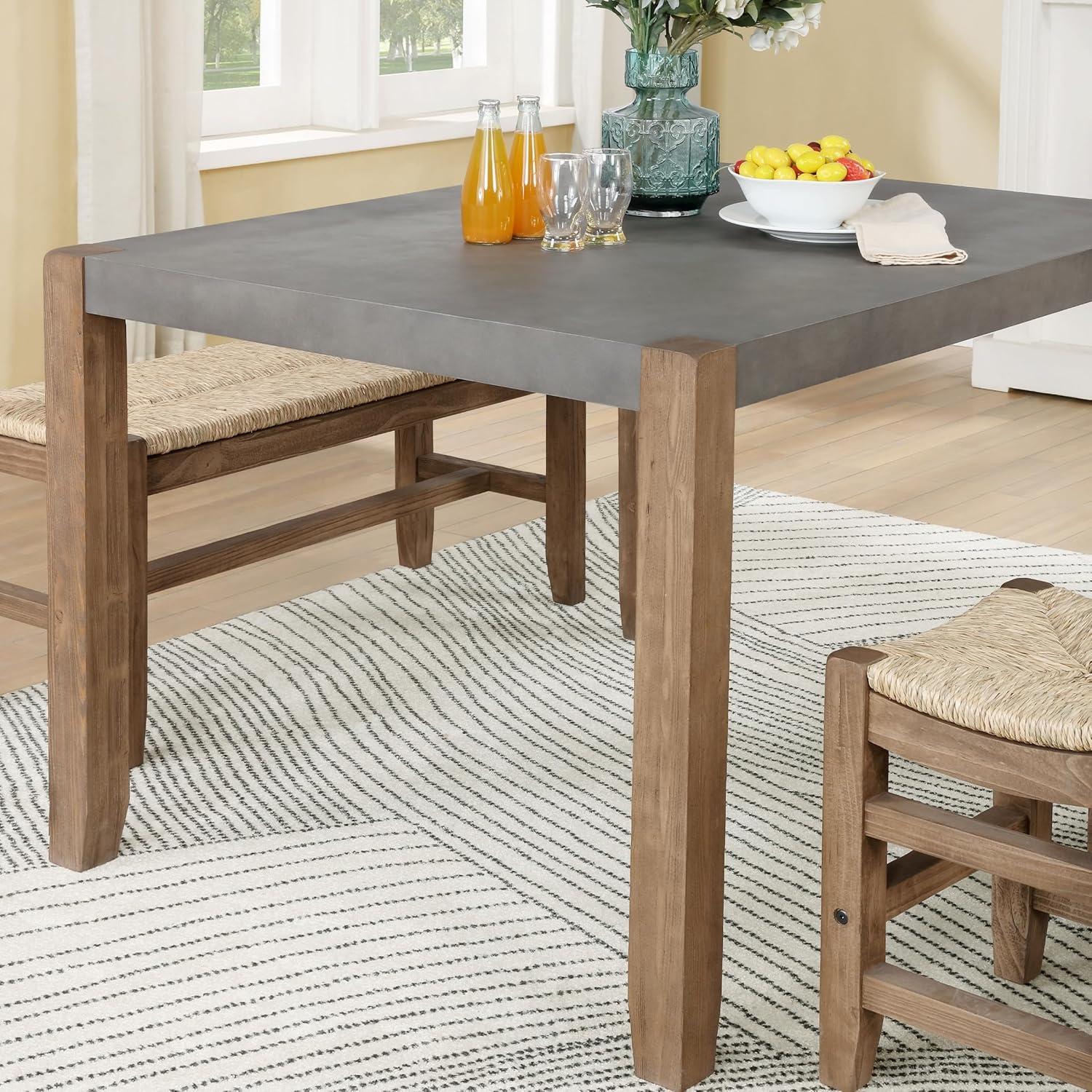 Alaterre Newport 30"H Faux Concrete and Wood Loft Dining Table