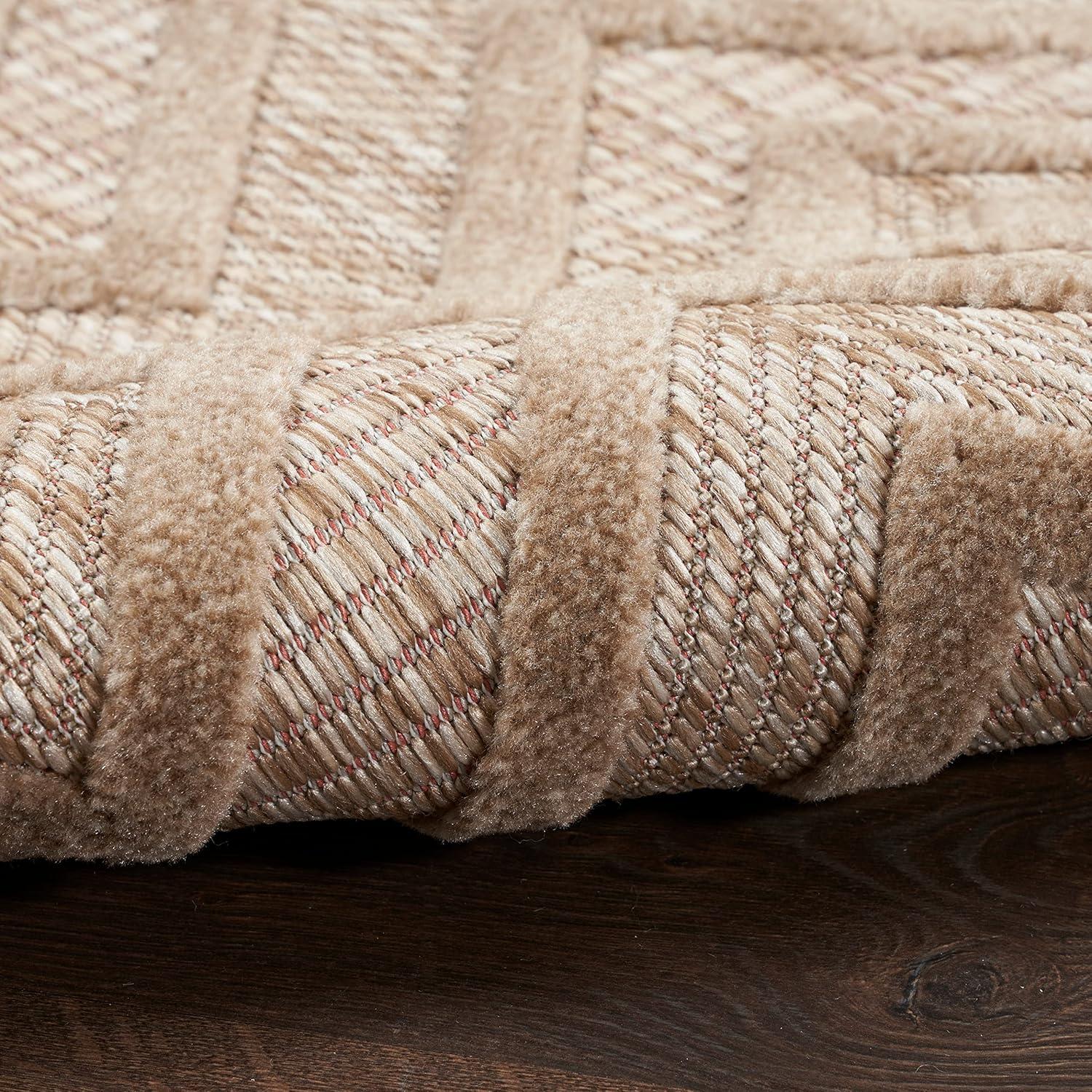 Nourison Versatile Diamond Geometric Flatweave Indoor Outdoor Area Rug Natural Beige 5' x 7'