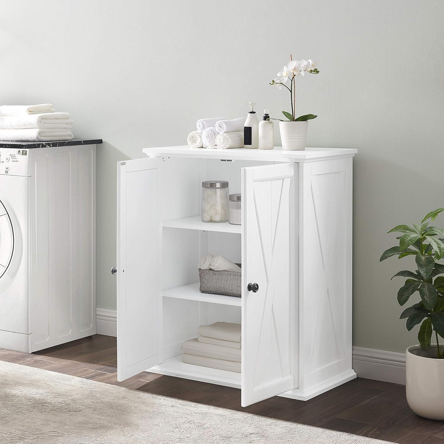 Crosley Clifton Stackable Pantry White: Farmhouse Style, Wood Veneer, Adjustable Shelves, Anti-Tip Hardware