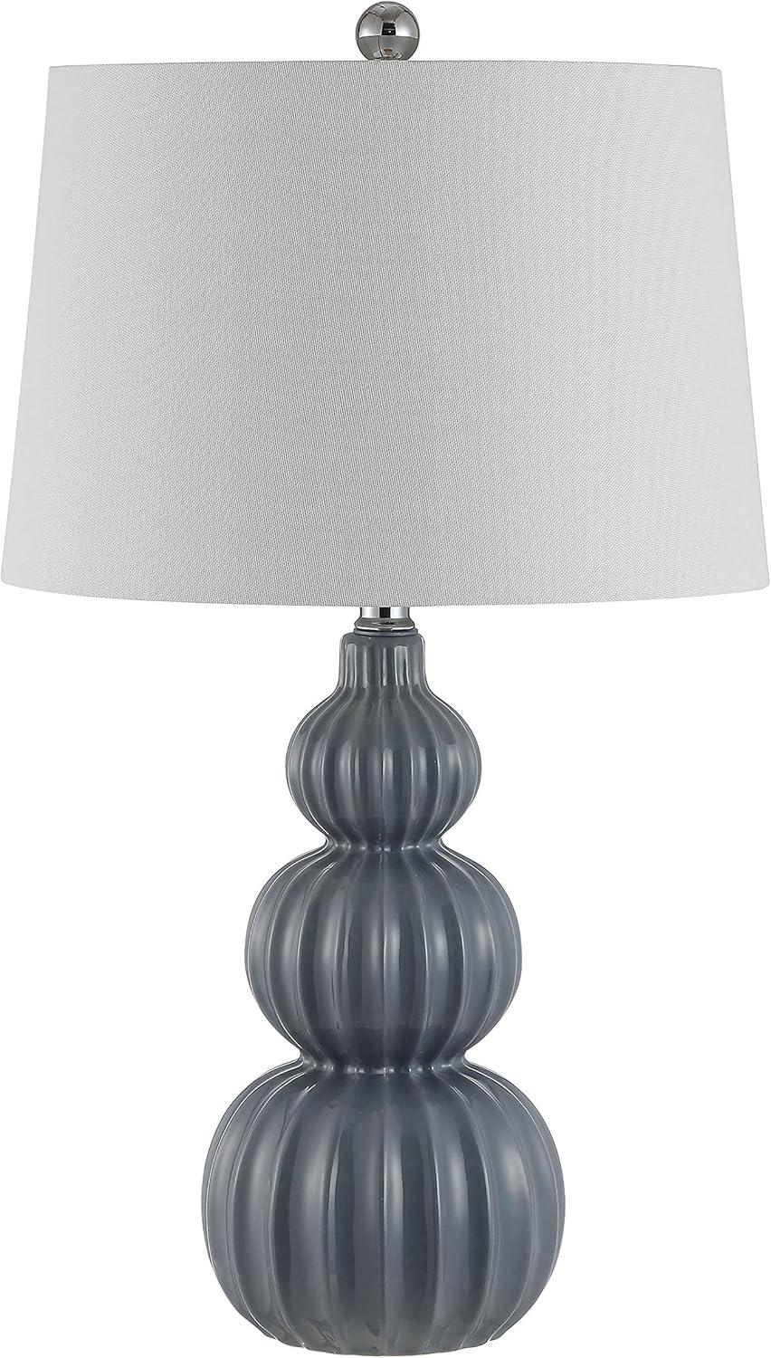 Corina Grey Triple Gourd Ceramic Table Lamp with White Shade