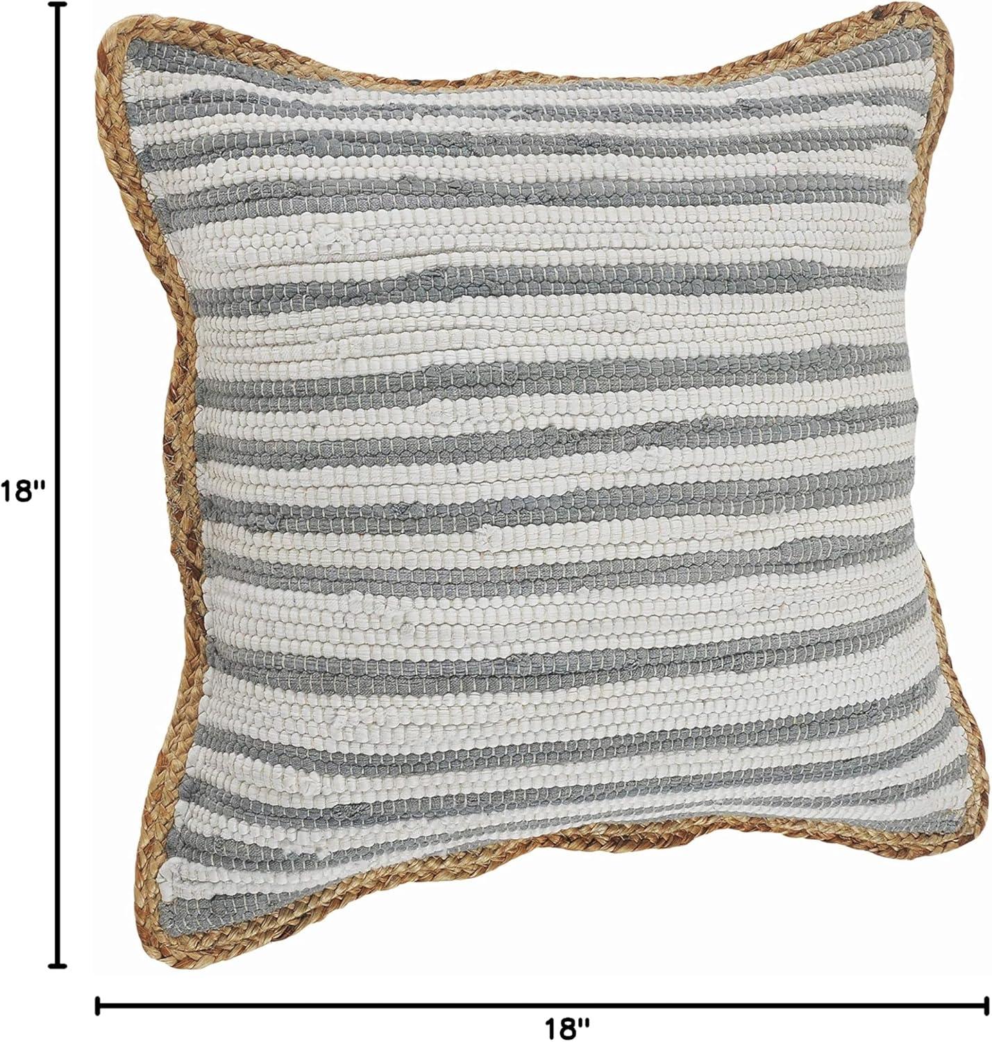 Ox Bay Ringo 18" x 18" Striped Gray Cotton and Jute Decorative Throw Pillow