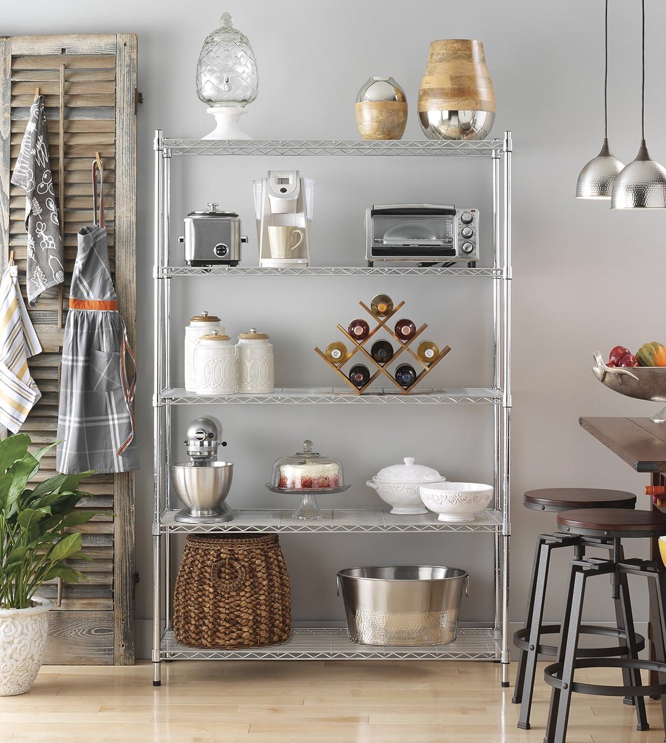 Whitmor 5-Tier Silver Chrome Steel Shelving Unit