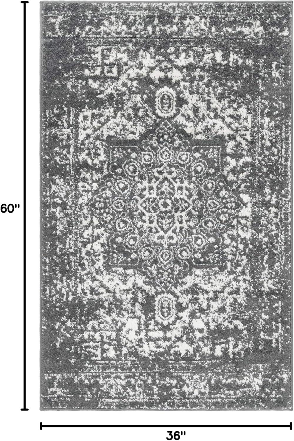 Unique Loom Richmond Collection Area Rug - Medallion (3' 3" x 5' 3" Rectangle Dark Gray/Ivory)