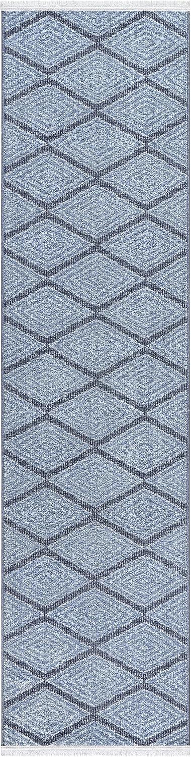 Town & Country Everyday Rein Solid Diamond Everwash Non-Slip Backing Washable Area Rug Blue